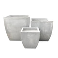 Durx Litecrete Lightweight Concrete Flared Square Light Grey Planter Set Of 3 17.7X17.7X17.7
