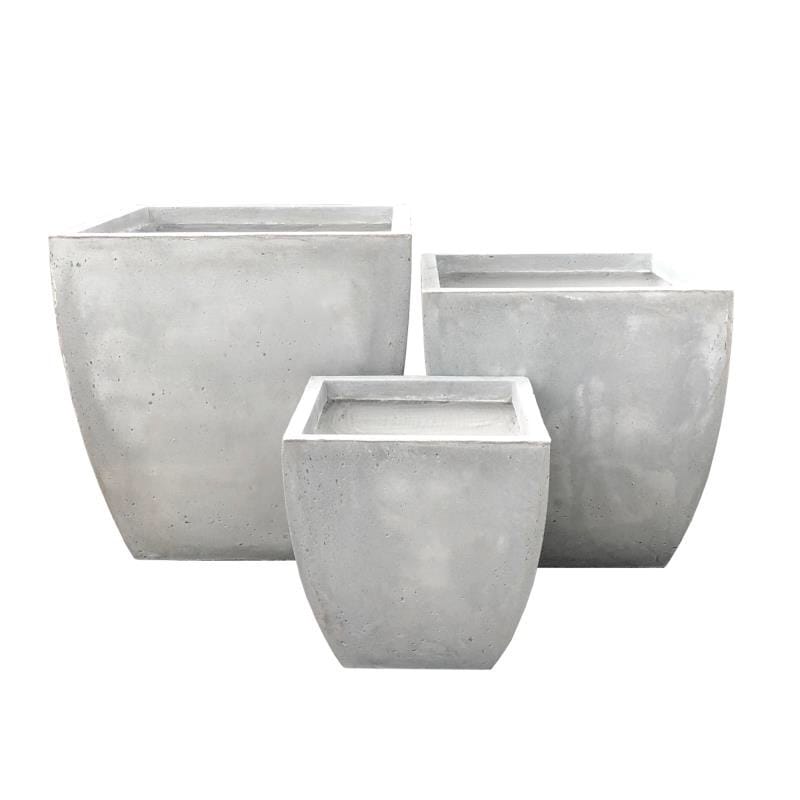 Durx Litecrete Lightweight Concrete Flared Square Light Grey Planter Set Of 3 17.7X17.7X17.7