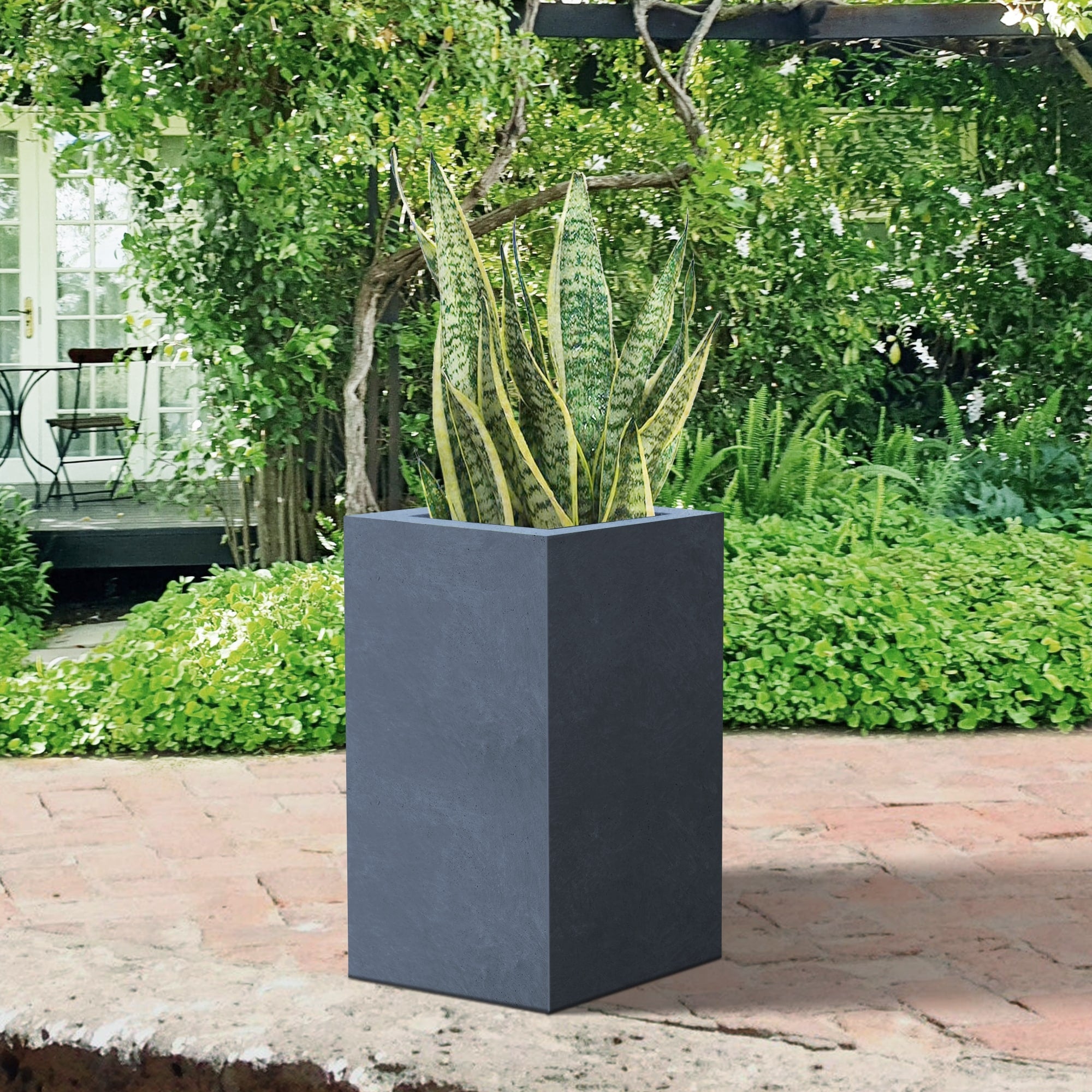 Durx Litecrete Lightweight Concrete Tall Light Granite Planter Medium 11X11X23.6