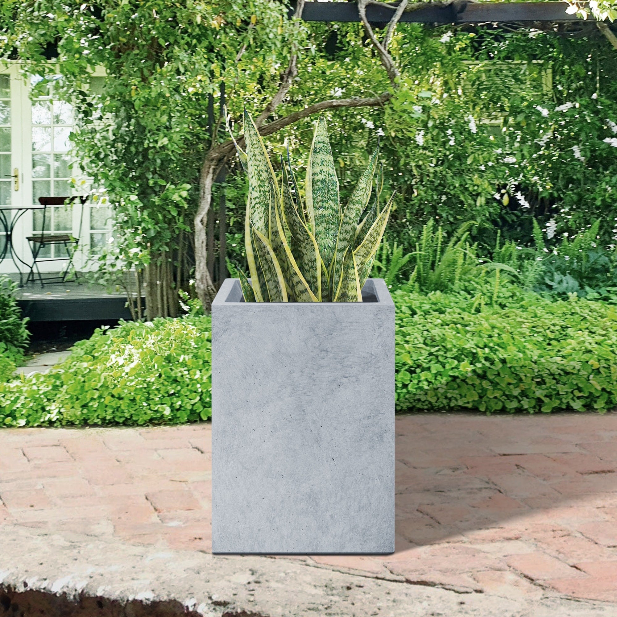 Durx Litecrete Lightweight Concrete Tall Square Cement Color Planter Large 13X13X18.5
