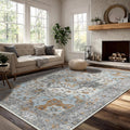 Dusty Blue Vintage Persian Style Distressed Area Rug
