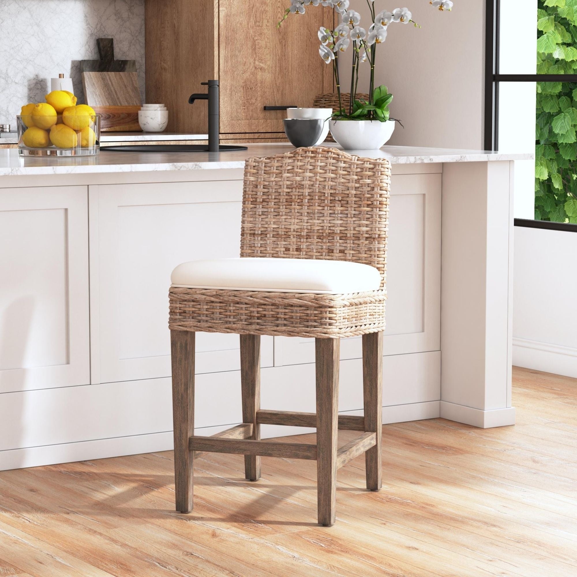 East At Main Nisha Rattan Counter Stool 18 W X 20 D X 36 H