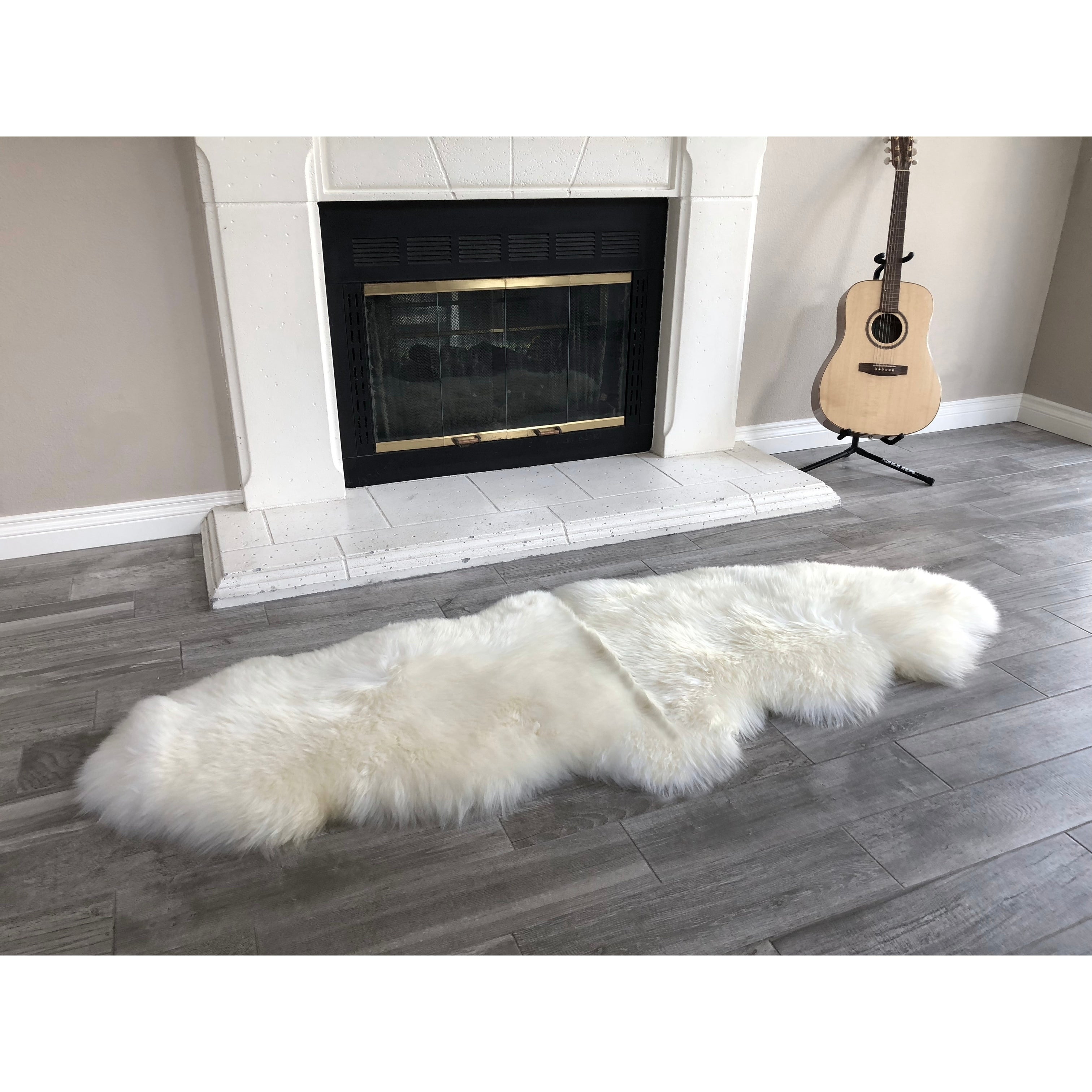 Dynasty Natural 2 Pelt Luxury Long Wool Sheepskin Paco Brown Shag Rug 2 X 55