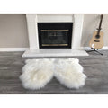 Dynasty Natural 2 Pelt Luxury Long Wool Sheepskin Off White Shag Rug 3 X 36