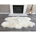 Dynasty Natural 4 Pelt Luxury Long Wool Sheepskin White With Black Tips Shag Rug 36 X 56