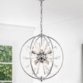 Dyords 8 Light Modern Industrial Globe Chrome Crystal Chandelier N A