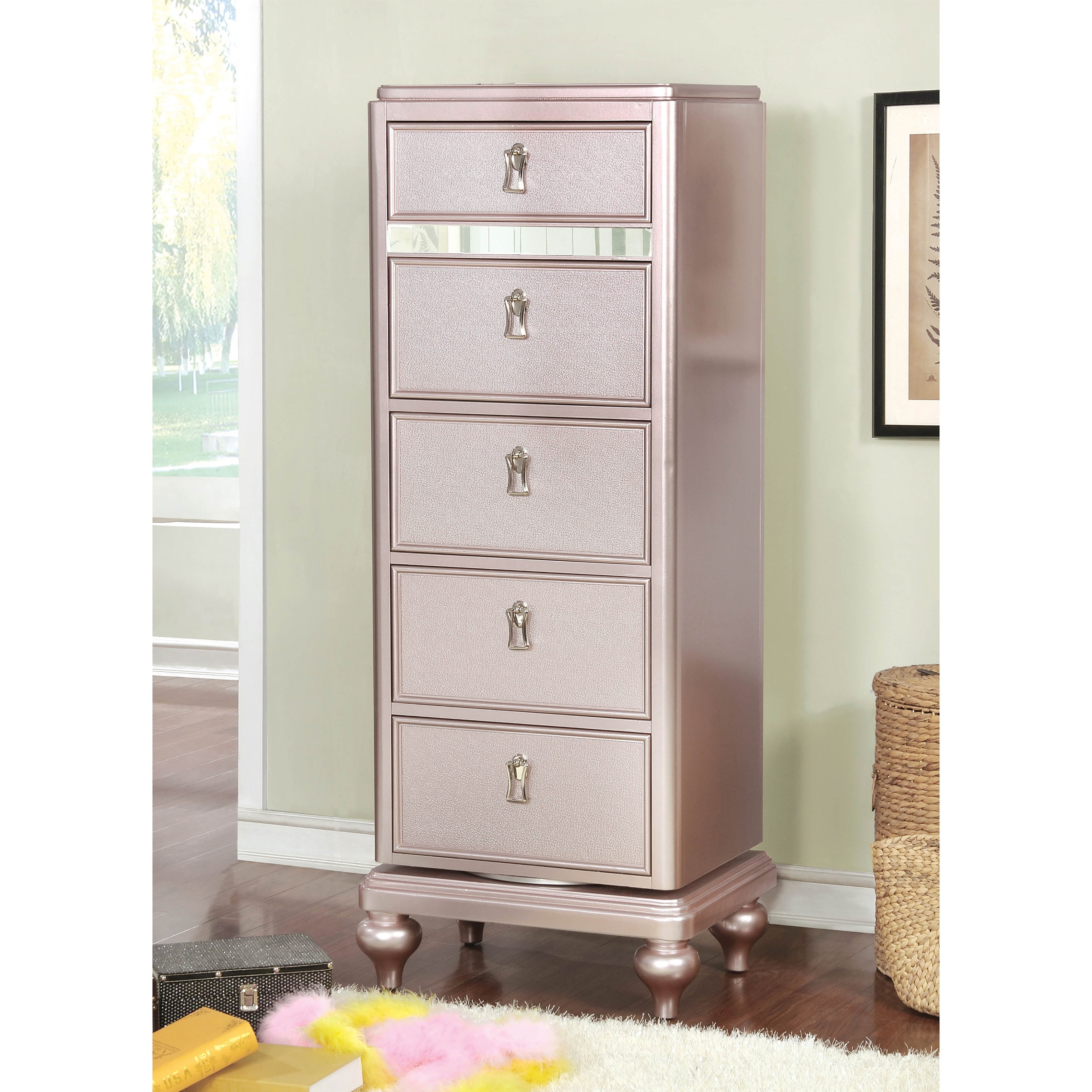 Ayeda I Transitional 5 Drawer Swivel Chest By Foa