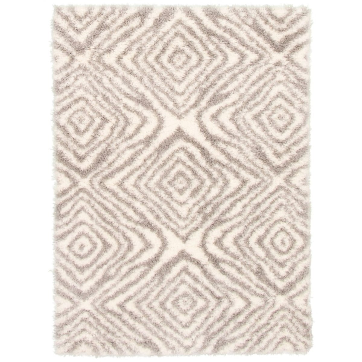 Ecarpetgallery Machine Woven Agadir Abstract Ivory Polypropylene Shag 53 X 73