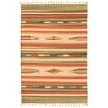 Ecarpetgallery Flat Weave Bold And Colorful Cream Olive Wool Kilim 20 X 30