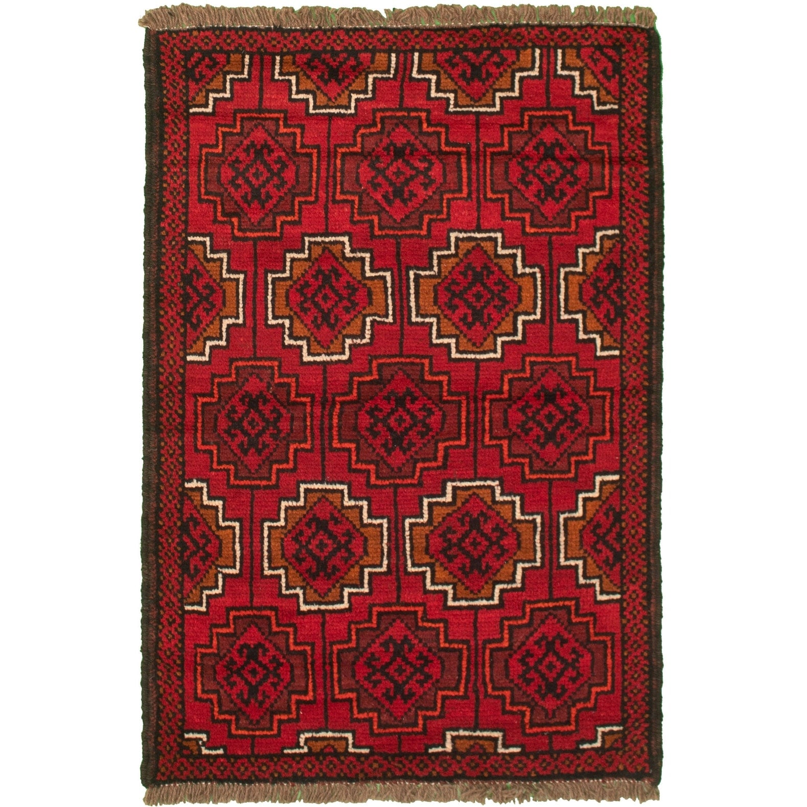 Hand Knotted Akhjah Red Wool Rug 34 X 52 34 X 52