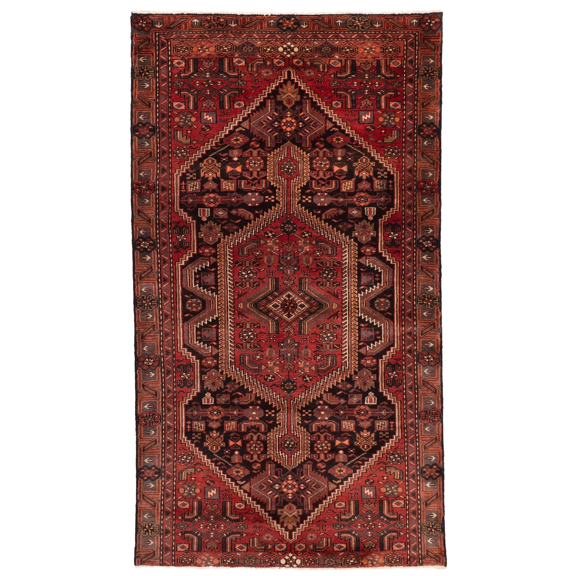 Ecarpetgallery Hand Knotted Andelz Black Red Wool Rug 47 X 84