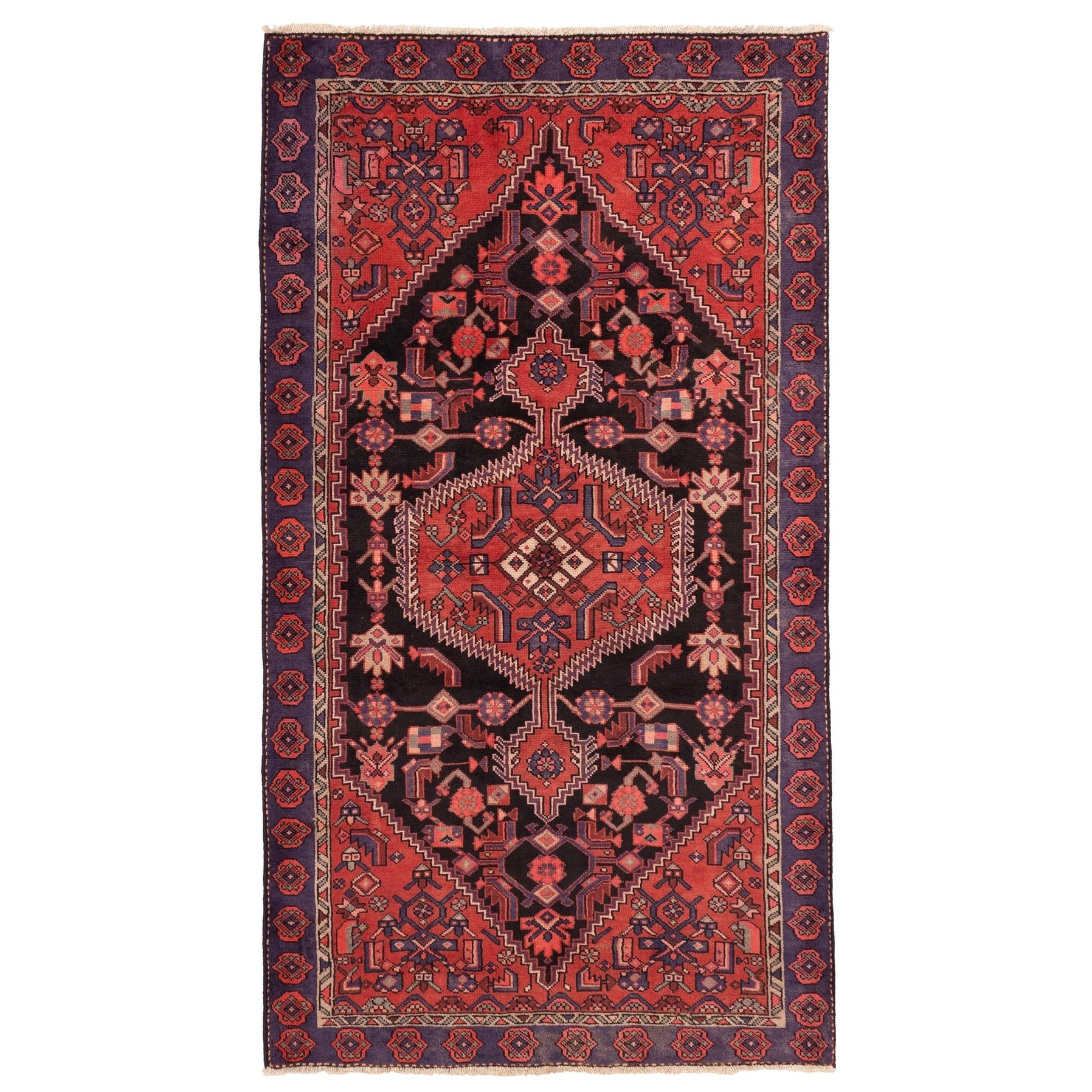 Ecarpetgallery Hand Knotted Andelz Black Red Wool Rug 40 X 74