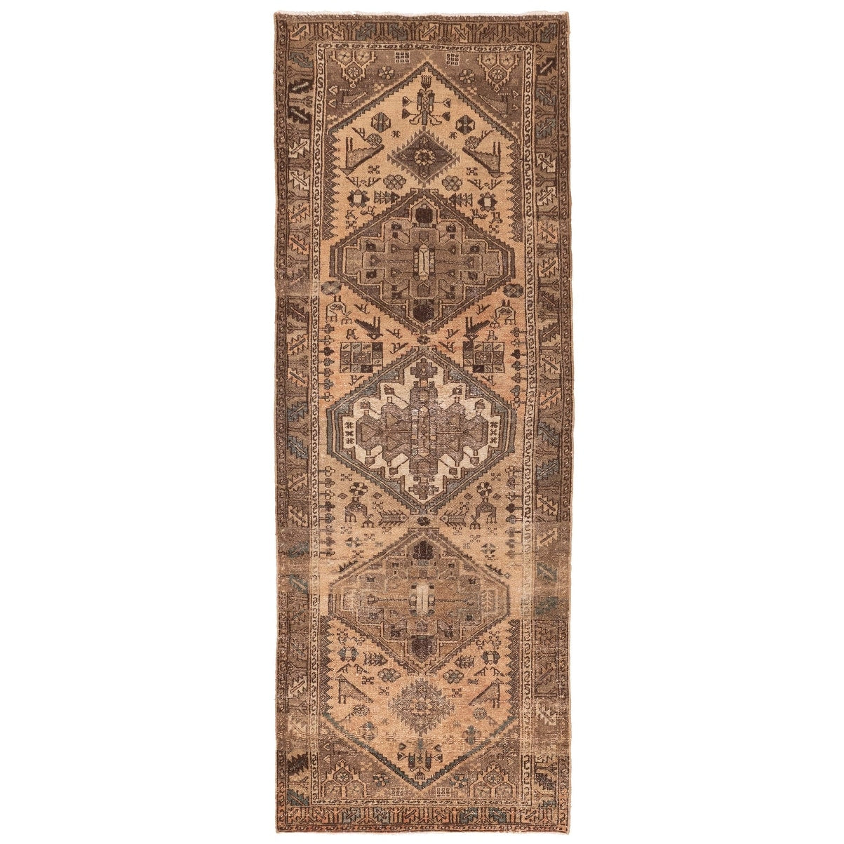 Ecarpetgallery Hand Knotted Antalya Vintage Beige Wool Rug 34 X 100