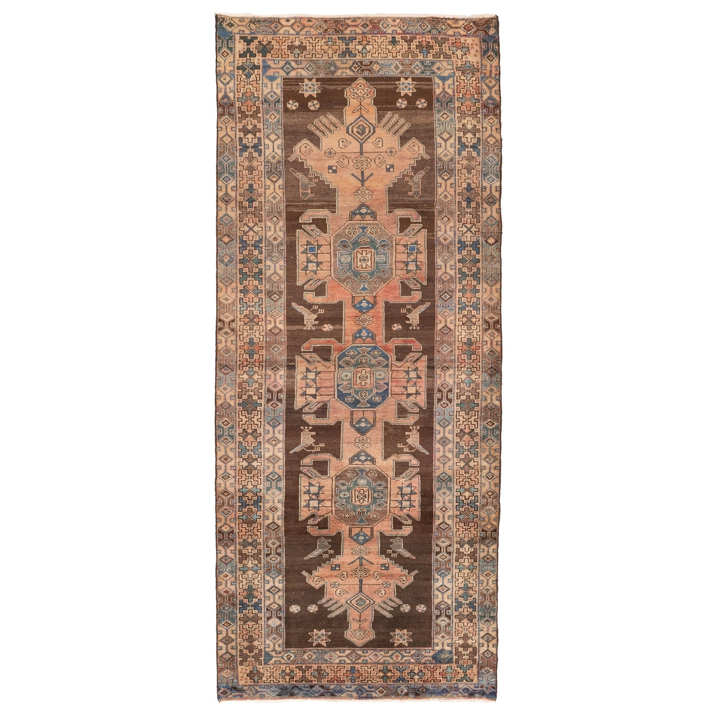 Ecarpetgallery Hand Knotted Antalya Vintage Dark Brown Wool Rug 37 X 93