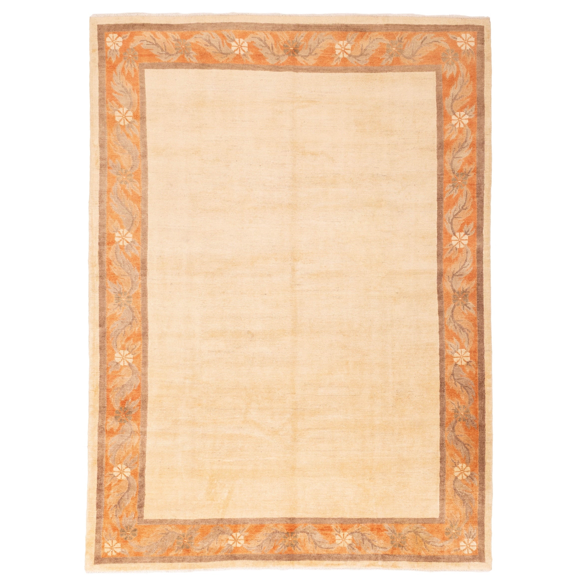 Ecarpetgallery Hand Knotted Aurora Cream Wool Rug 84 X 115