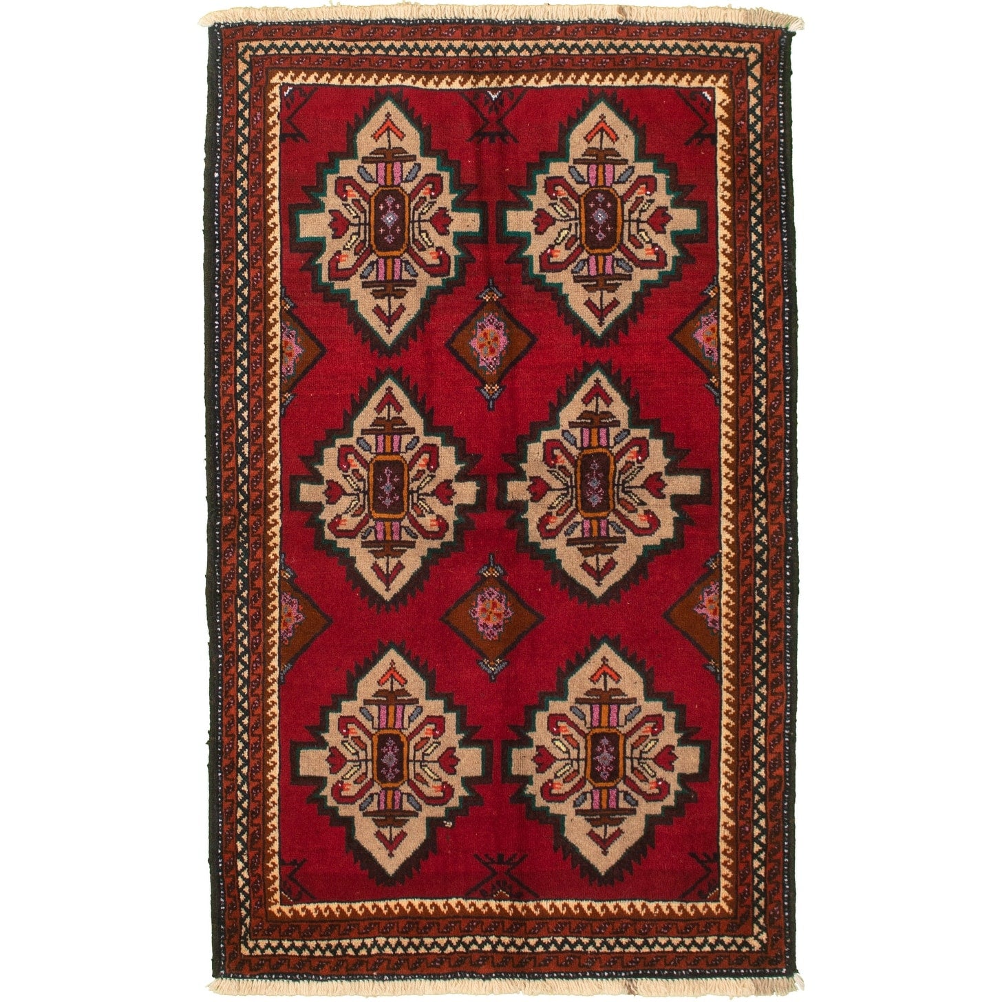 Hand Knotted Authentic Turkish Red Wool Rug 35 X 511 35 X 511