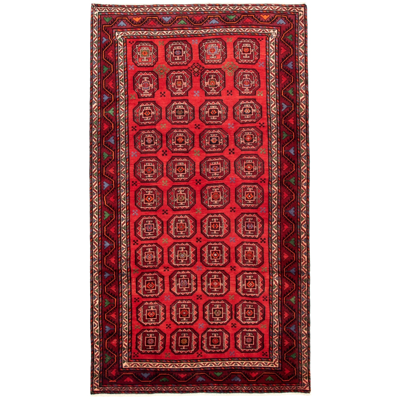 Hand Knotted Authentic Turkish Red Wool Rug 54 X 102 54 X 102