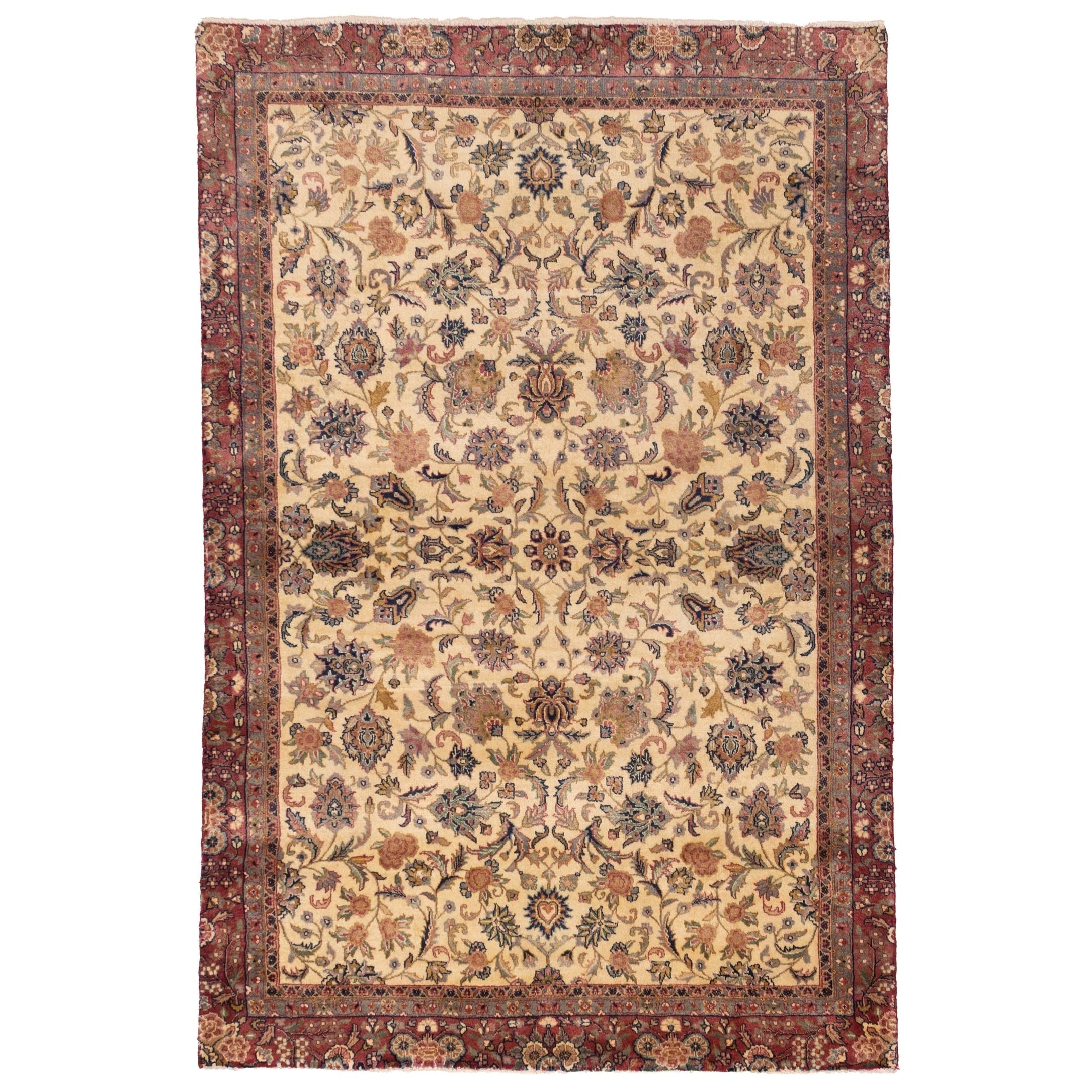 Ecarpetgallery Hand Knotted Finest Agra Jaipur Cream Wool Rug 45 X 69