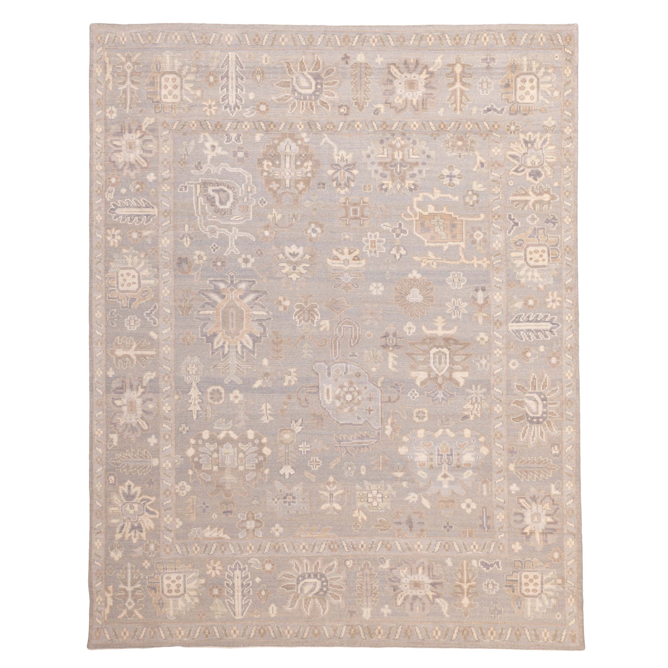 Ecarpetgallery Hand Knotted Finest Oushak Dark Grey Wool Rug 92 X 118