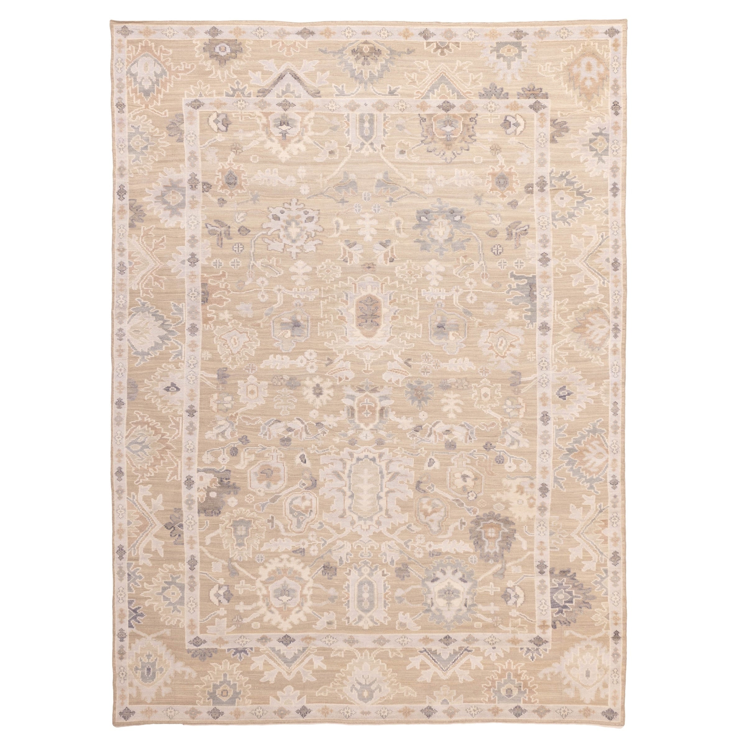 Ecarpetgallery Hand Knotted Finest Oushak Khaki Wool Rug 811 X 123