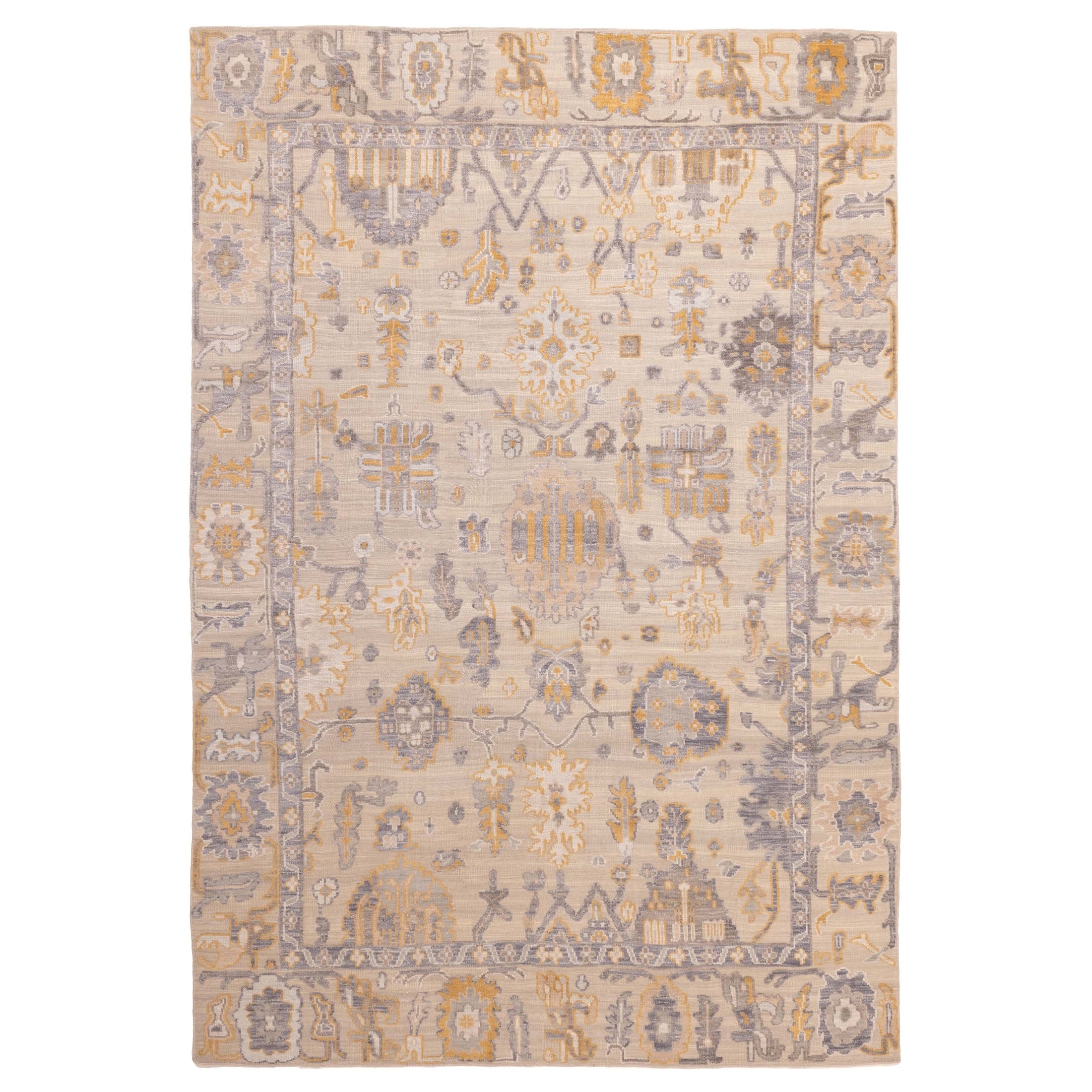Ecarpetgallery Hand Knotted Finest Oushak Khaki Taupe Wool Rug 89 X 130