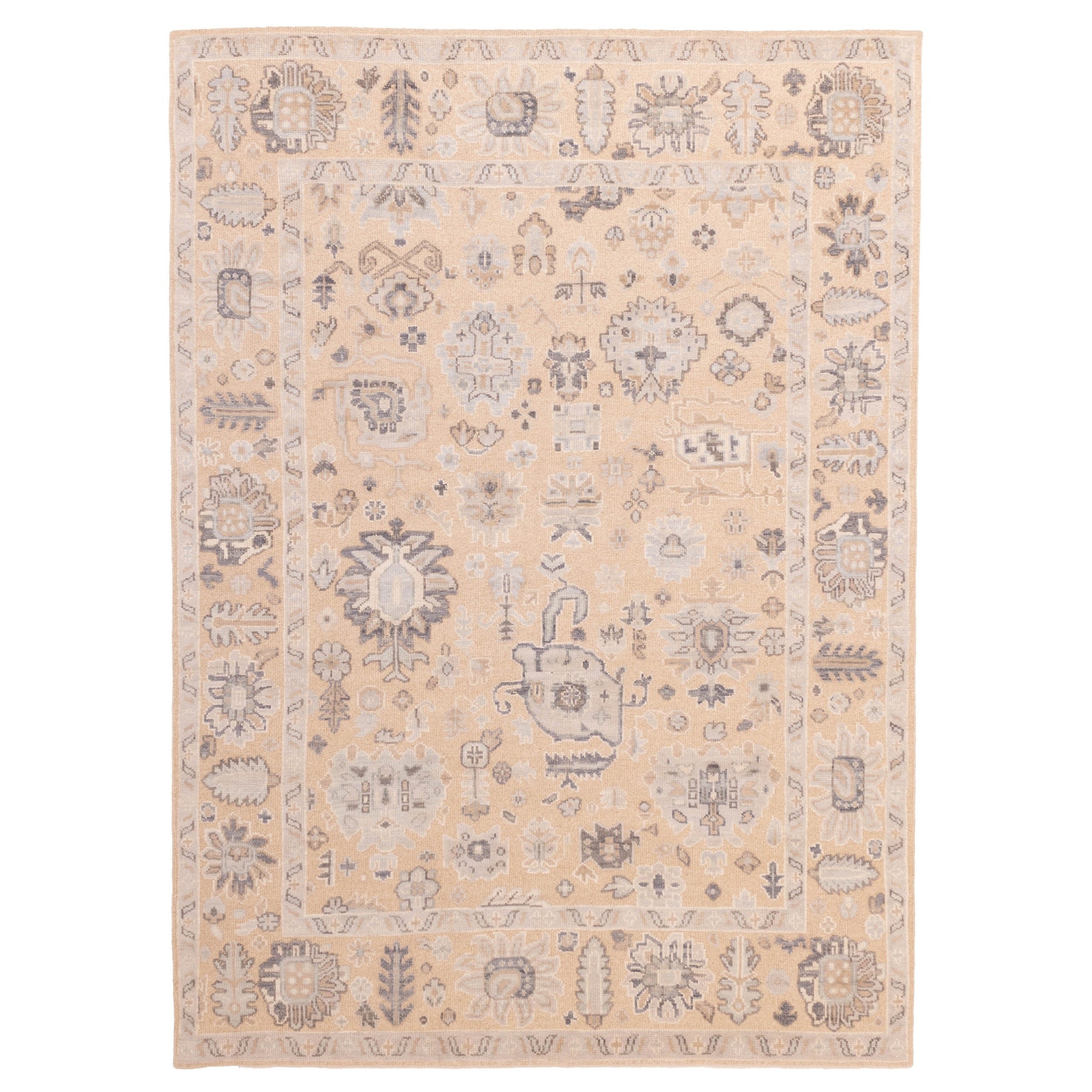 Ecarpetgallery Hand Knotted Finest Oushak Tan Wool Rug 711 X 1011