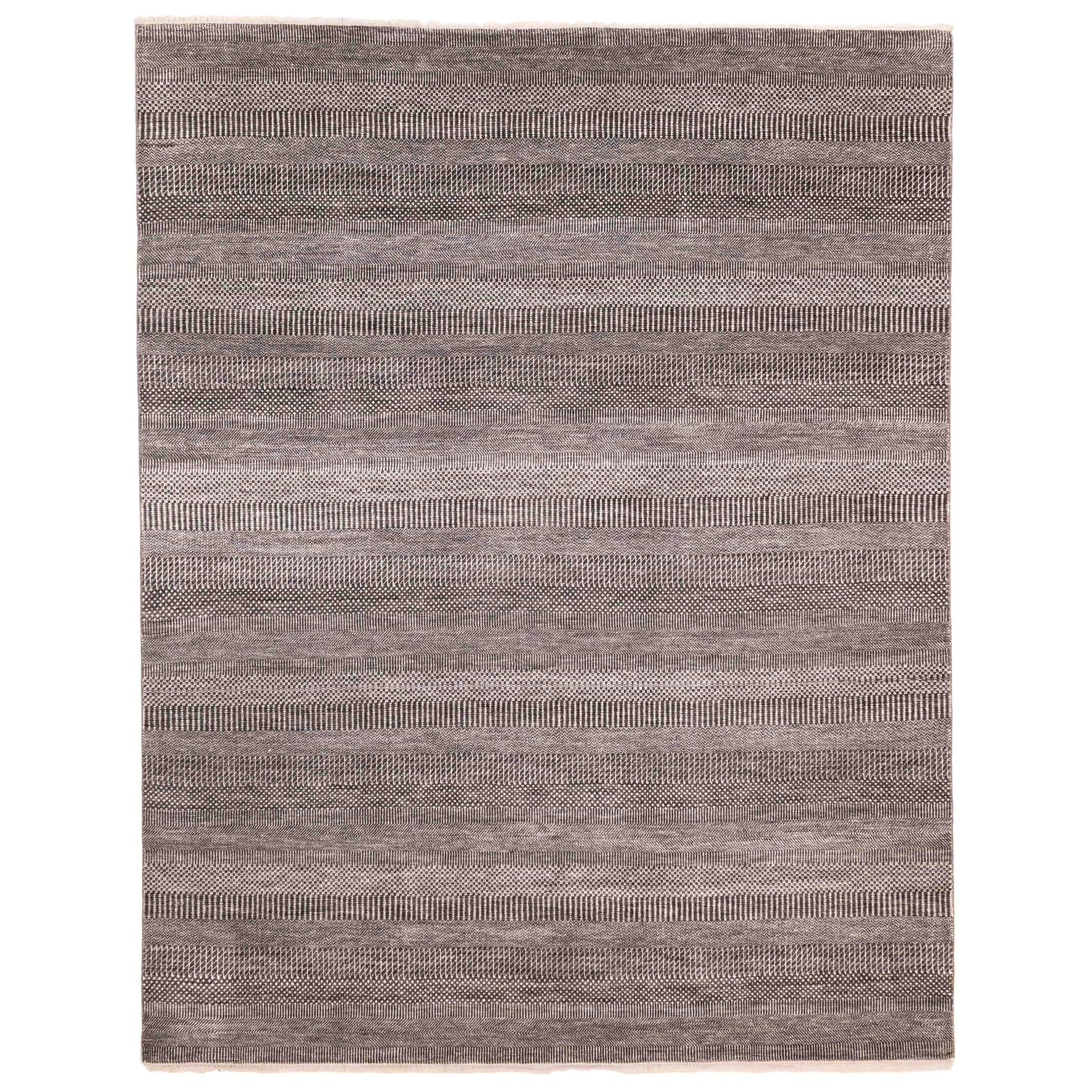Ecarpetgallery Hand Knotted Finest Silk Shadow Charcoal Silk Wool Rug 82 X 103