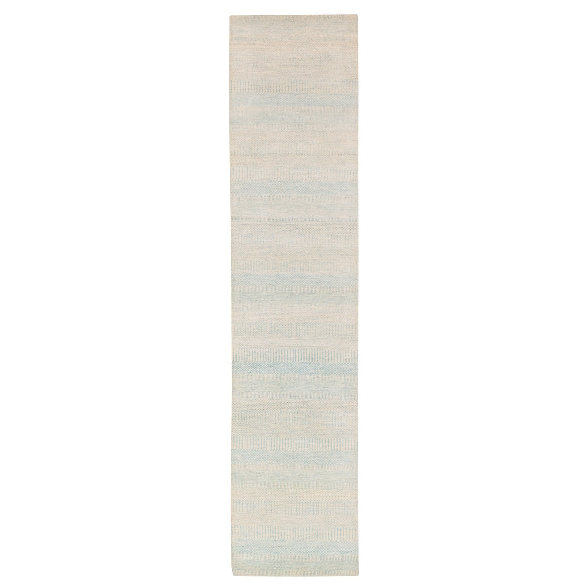 Ecarpetgallery Hand Knotted Finest Silk Shadow Cyan Silk Wool Rug 27 X 123