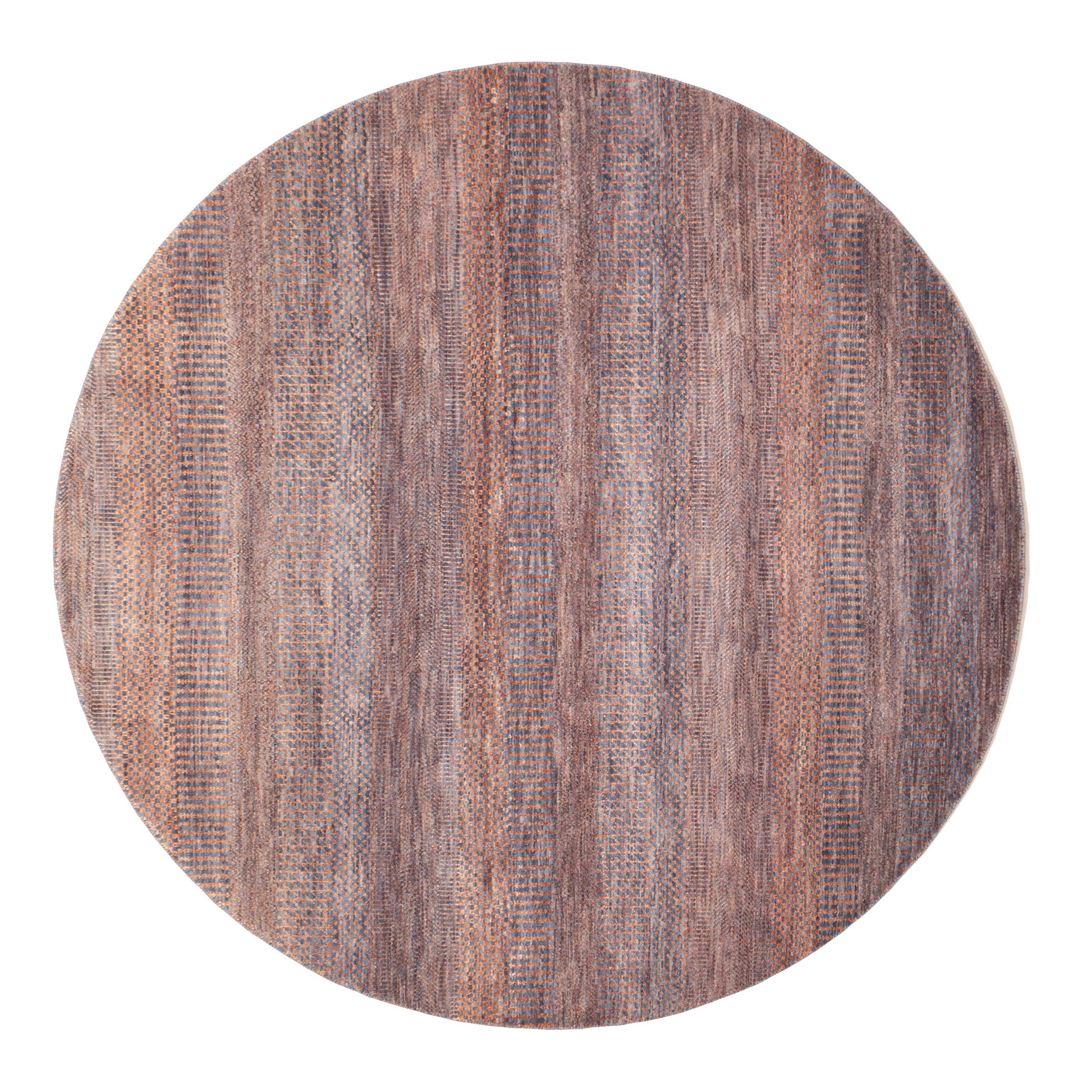 Ecarpetgallery Hand Knotted Finest Silk Shadow Dark Blue Dark Copper Silk Wool Rug 60 X 60