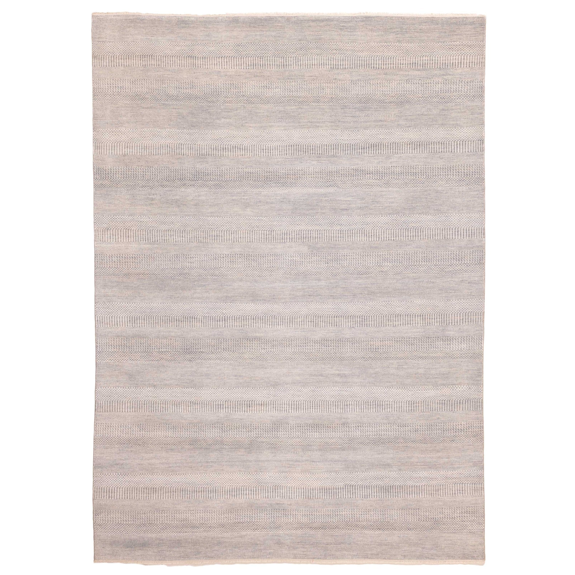 Ecarpetgallery Hand Knotted Finest Silk Shadow Grey Silk Wool Rug 811 X 121
