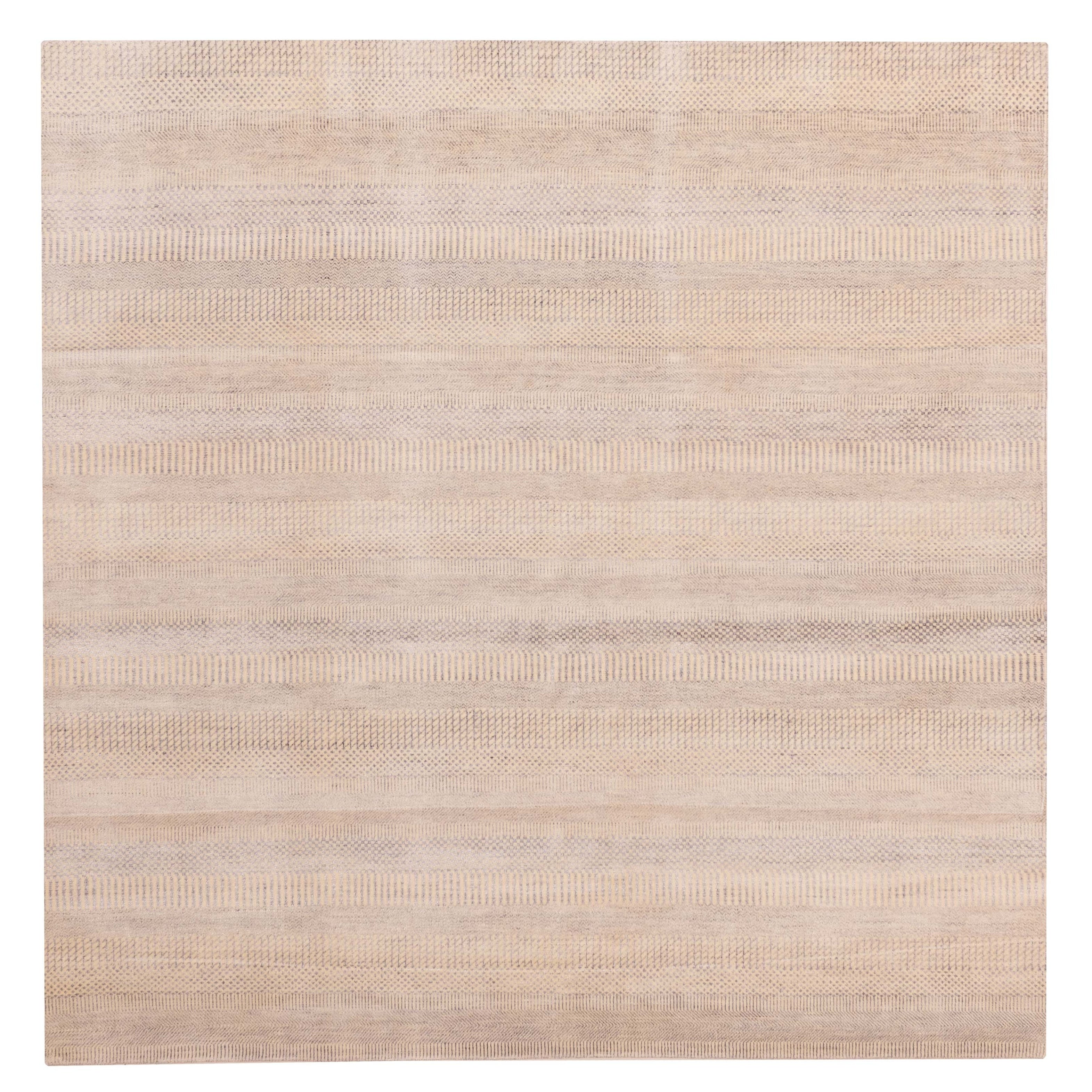 Ecarpetgallery Hand Knotted Finest Silk Shadow Ivory Viscose Wool Rug 711 X 711