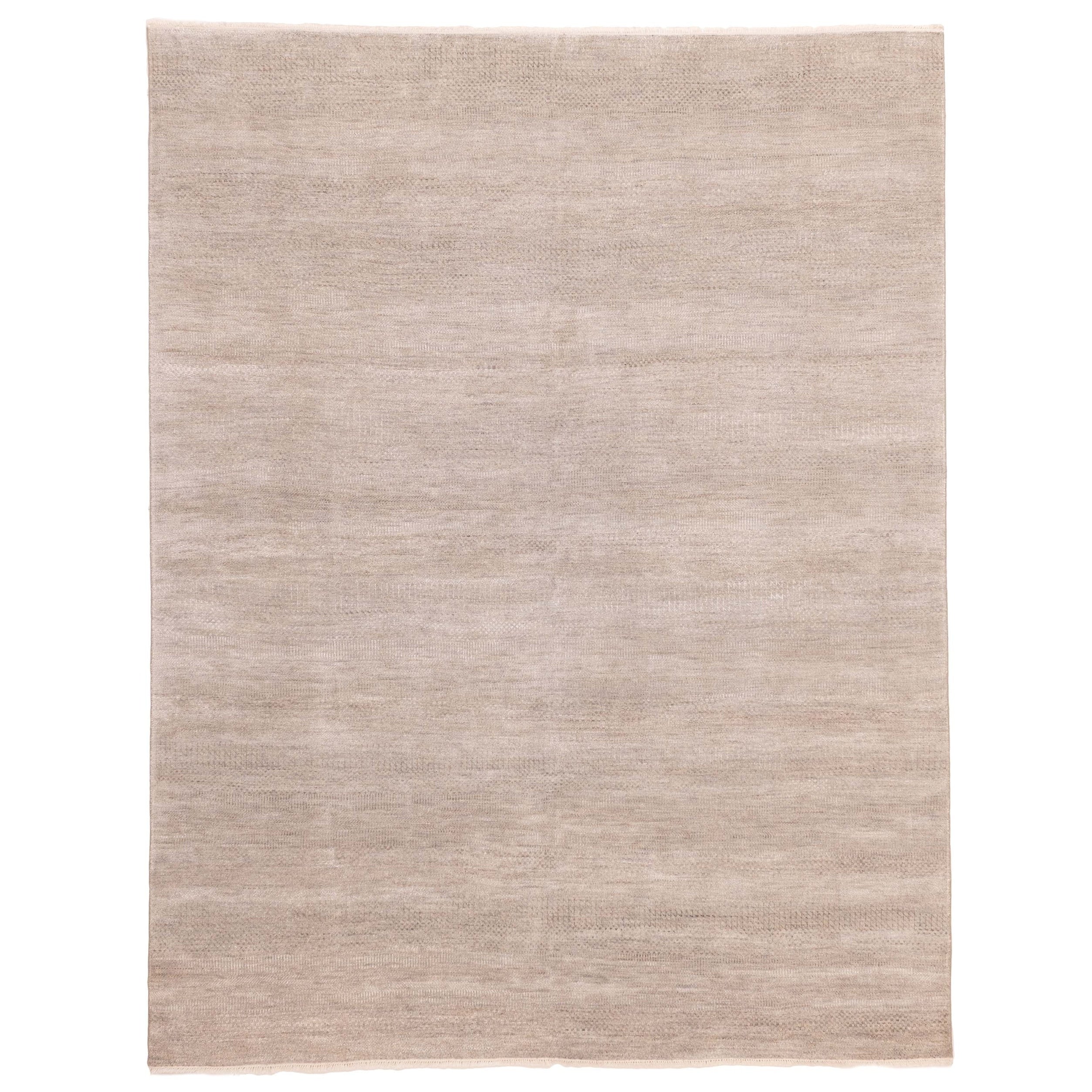 Ecarpetgallery Hand Knotted Finest Silk Shadow Light Grey Viscose Wool Rug 80 X 100