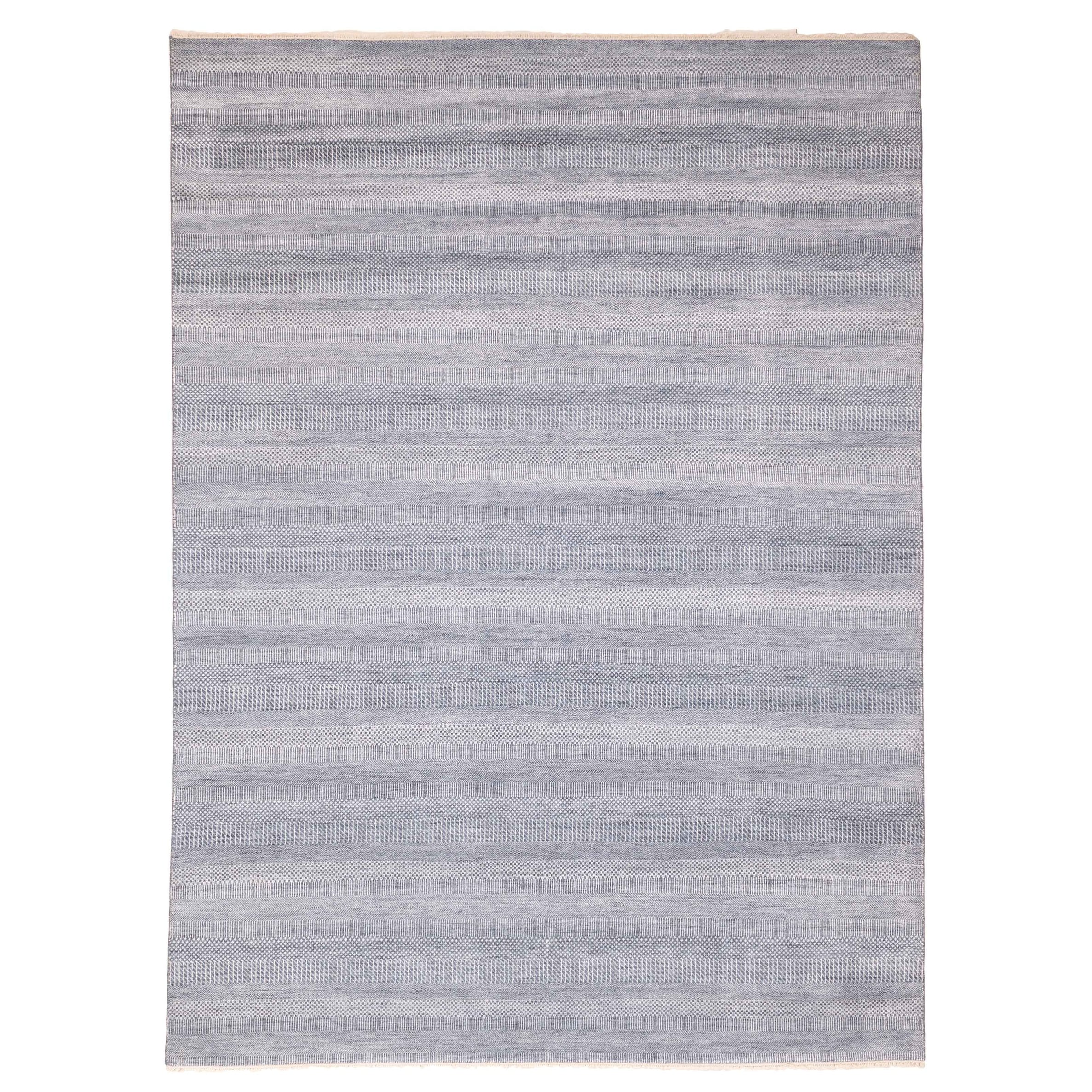 Ecarpetgallery Hand Knotted Finest Silk Shadow Navy Silk Wool Rug 91 X 123