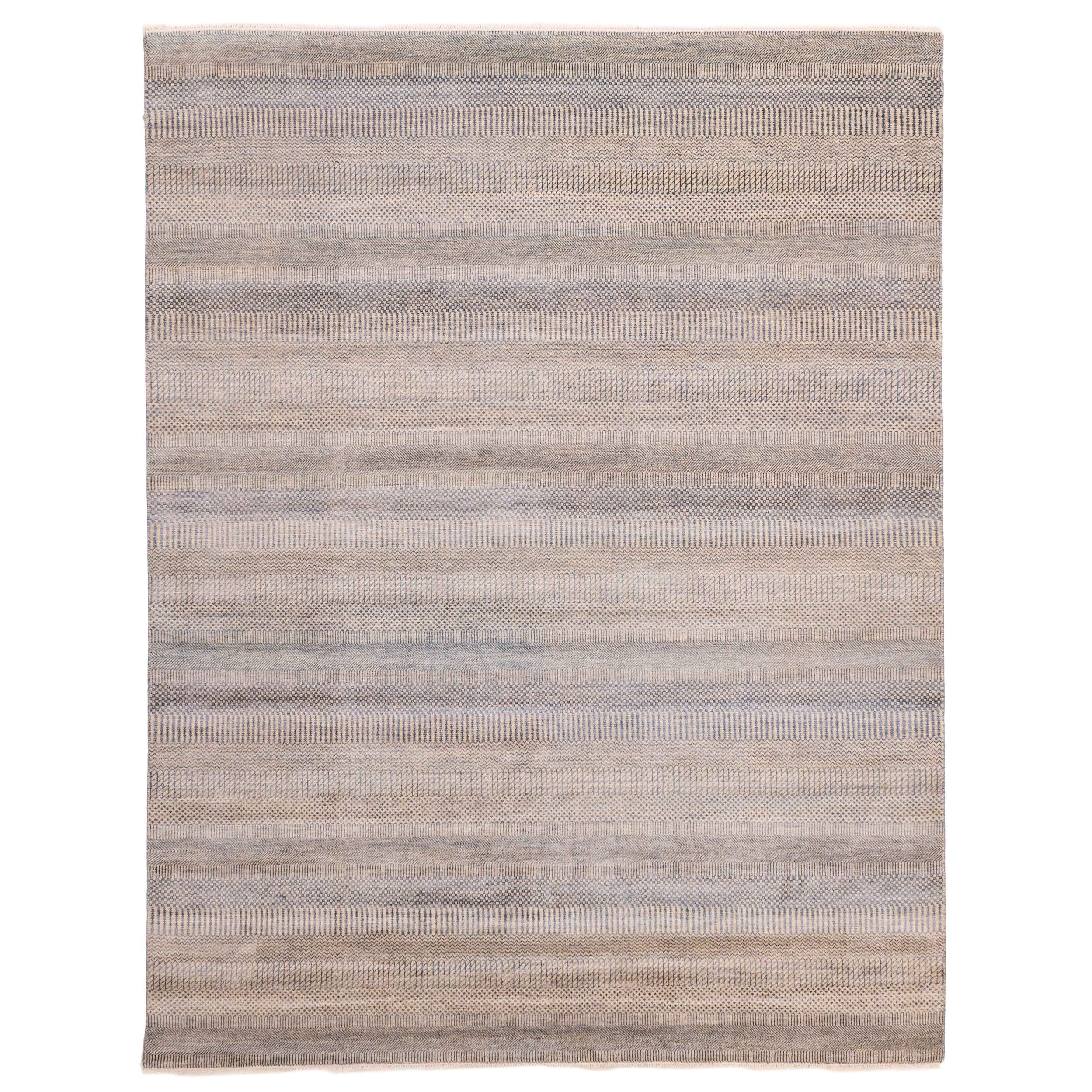 Ecarpetgallery Hand Knotted Finest Silk Shadow Navy Taupe Silk Wool Rug 82 X 103