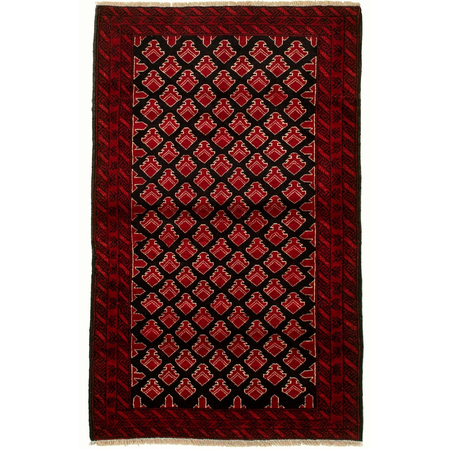 Hand Knotted Herati Red Wool Rug 37 X 64 37 X 64