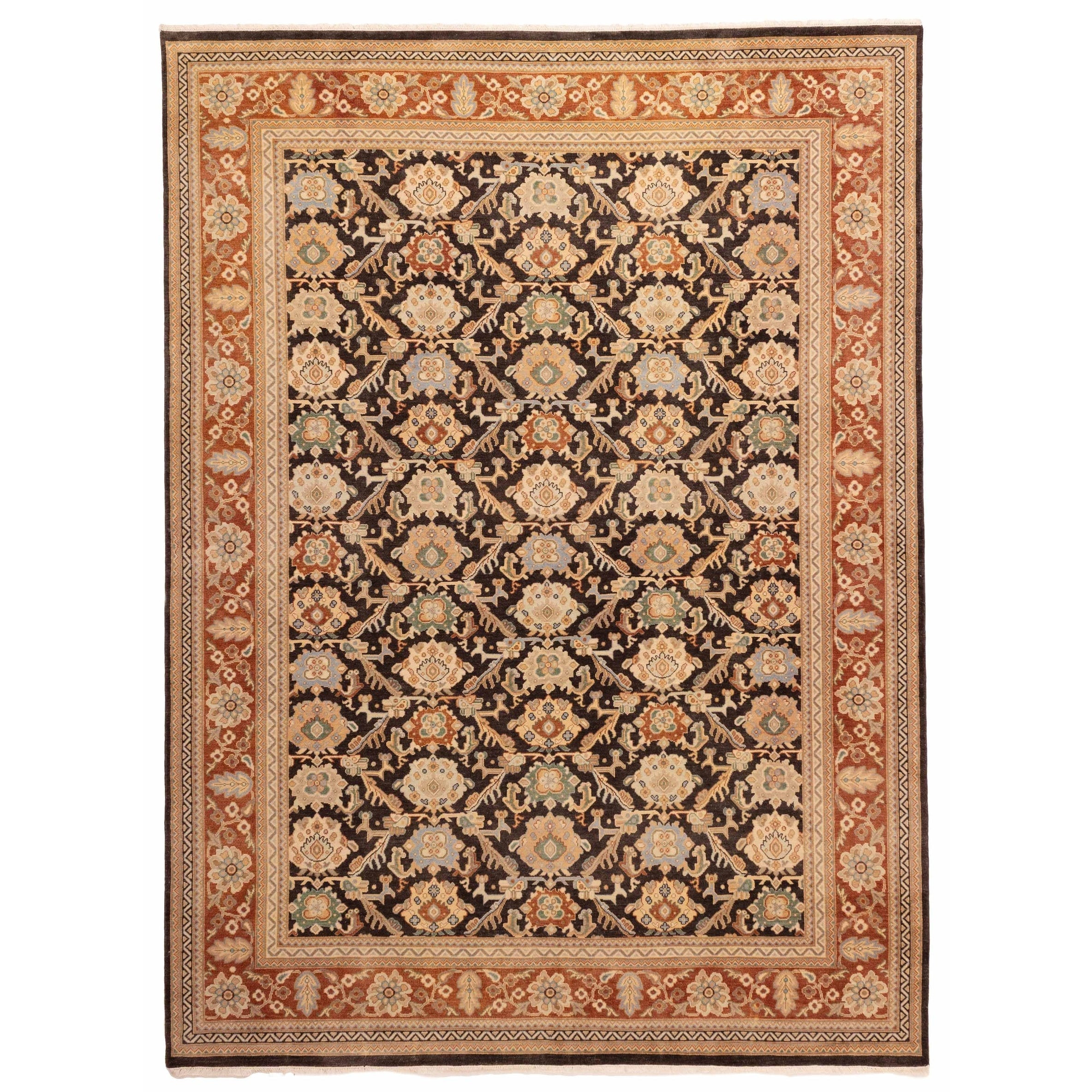 Ecarpetgallery Hand Knotted Jamshidpour Dark Brown Wool Rug 91 X 123