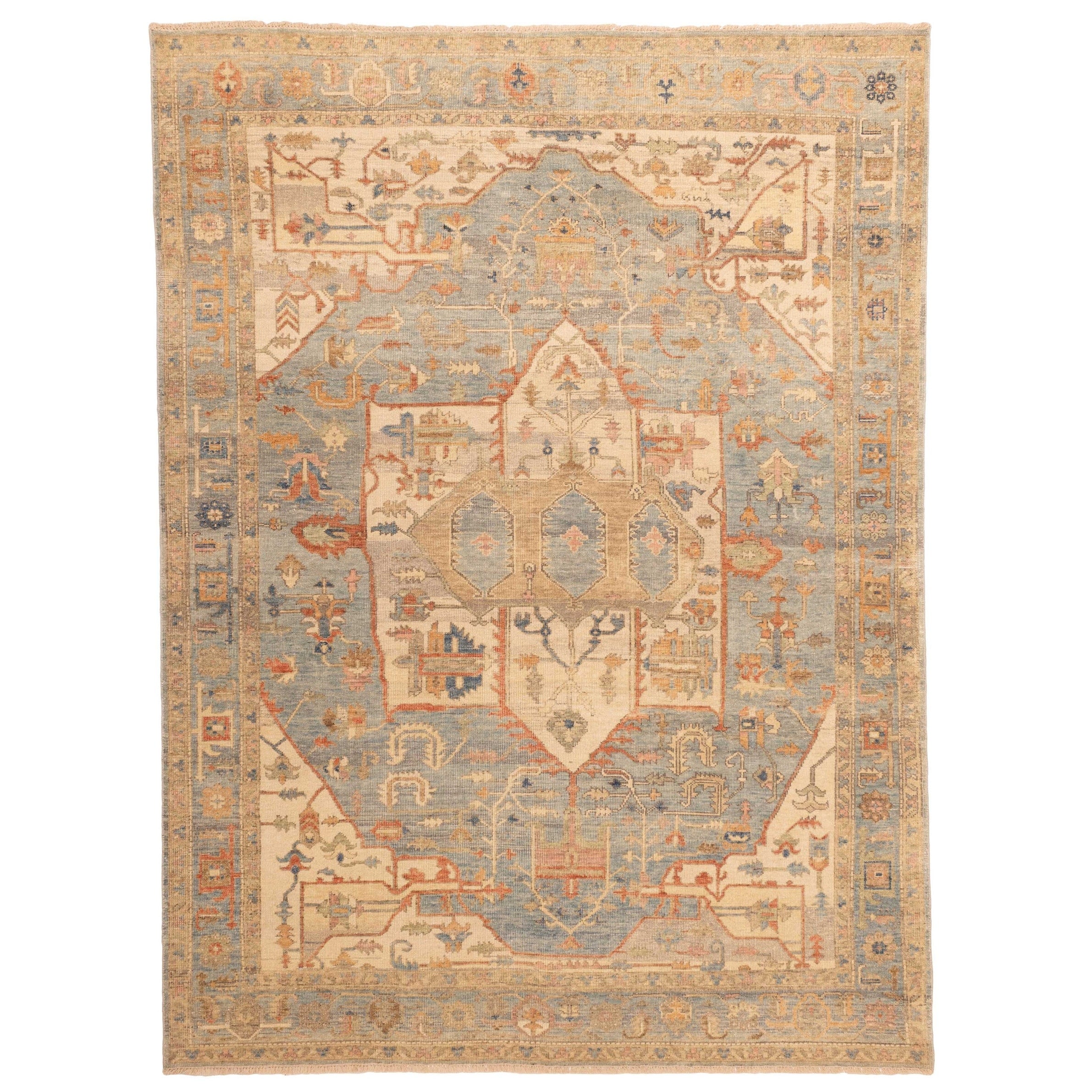 Ecarpetgallery Hand Knotted Jules Serapi Light Blue Wool Rug 811 X 118