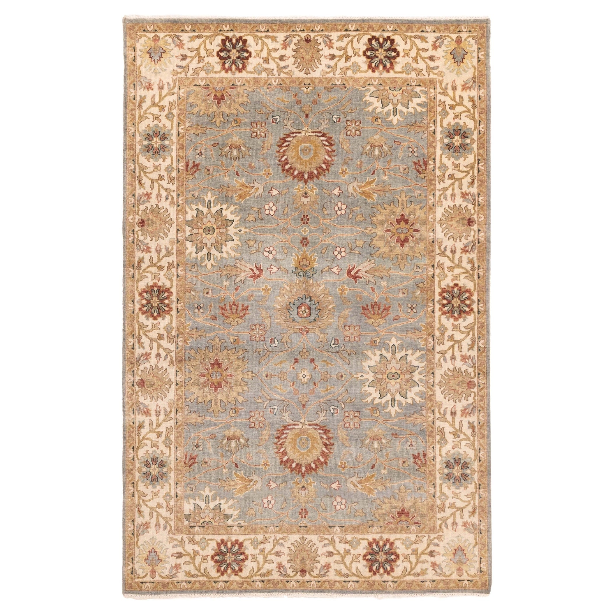 Ecarpetgallery Hand Knotted Jules Serapi Light Denim Blue Wool Rug 511 X 90