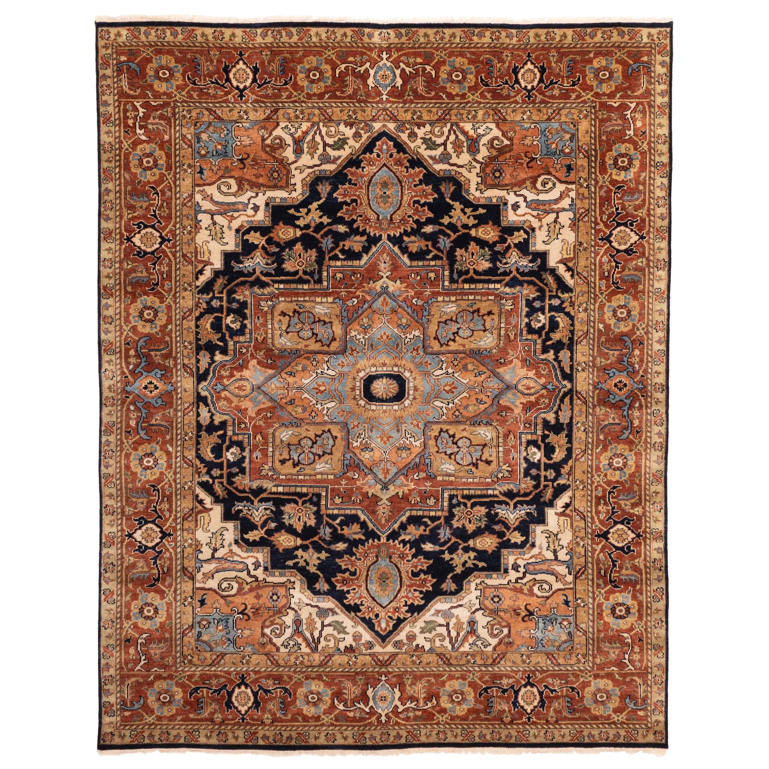 Ecarpetgallery Hand Knotted Jules Sultane Dark Navy Wool Rug 711 X 911