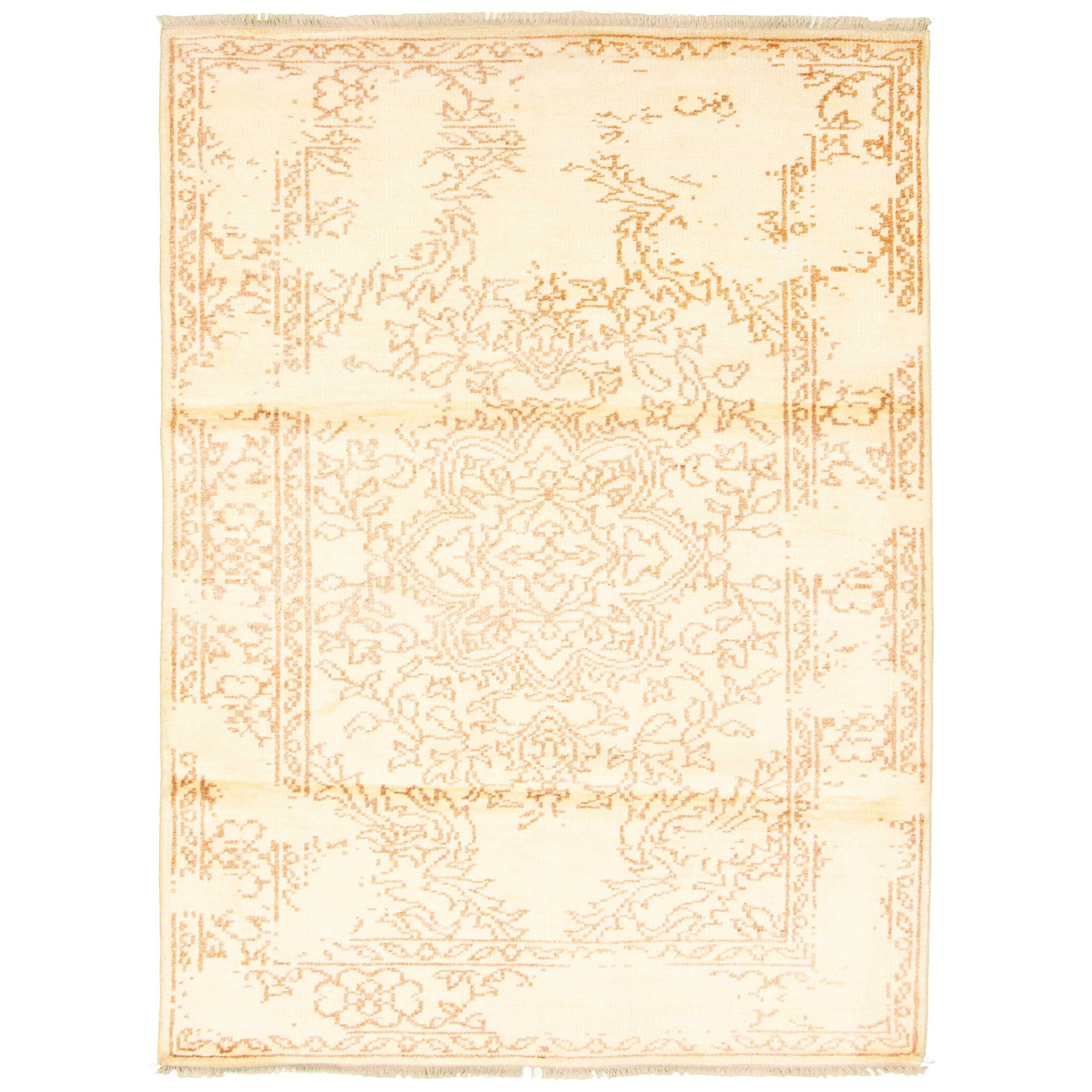 Ecarpetgallery Hand Knotted Jules Ushak Light Yellow Rug 51 X 83