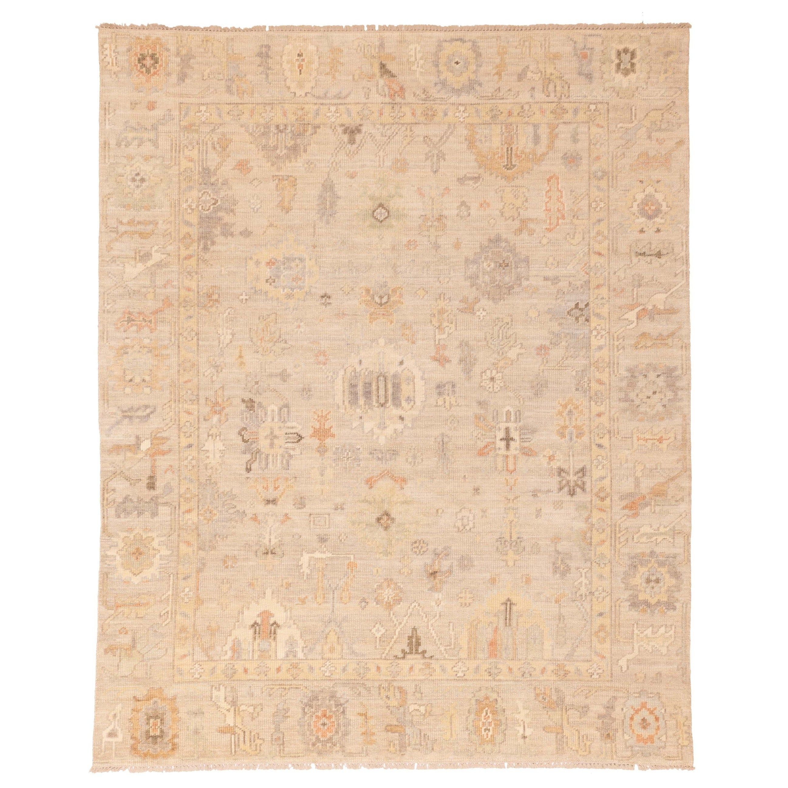 Ecarpetgallery Hand Knotted Kavya Oushak Beige Wool Rug 711 X 910