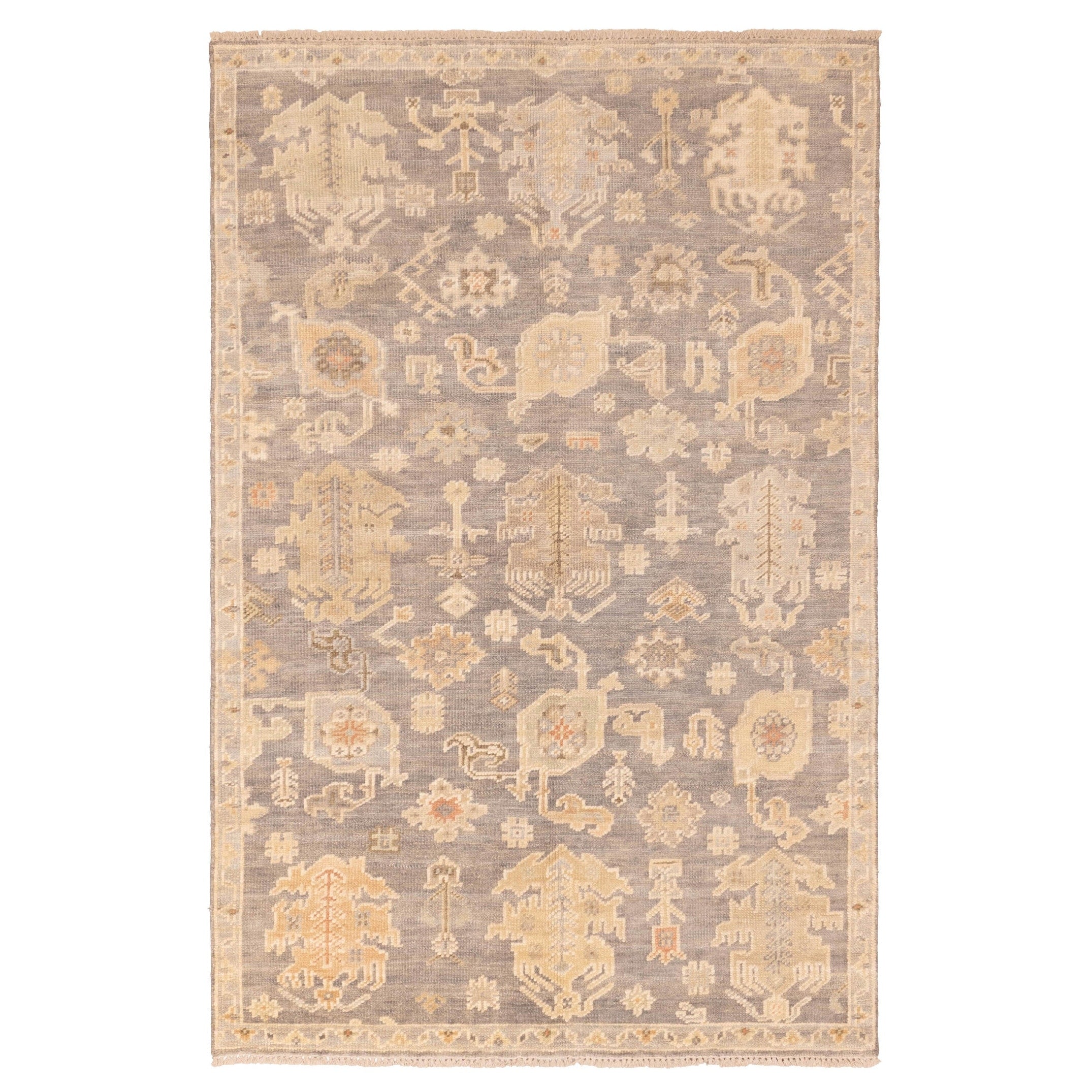 Ecarpetgallery Hand Knotted Kavya Oushak Dark Grey Wool Rug 60 X 810