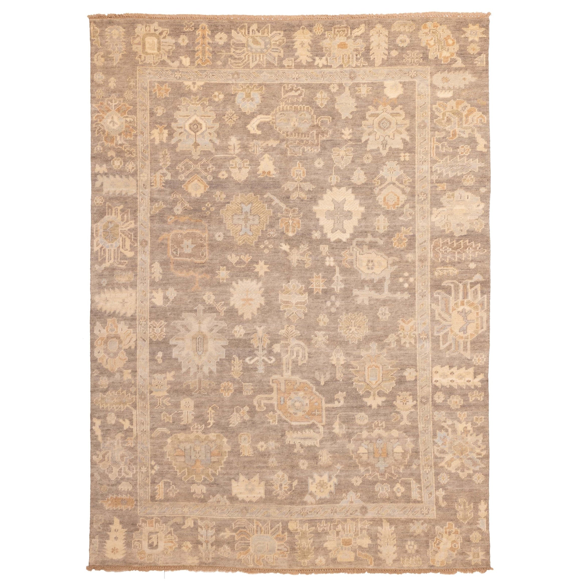 Ecarpetgallery Hand Knotted Kavya Oushak Dark Grey Wool Rug 89 X 118