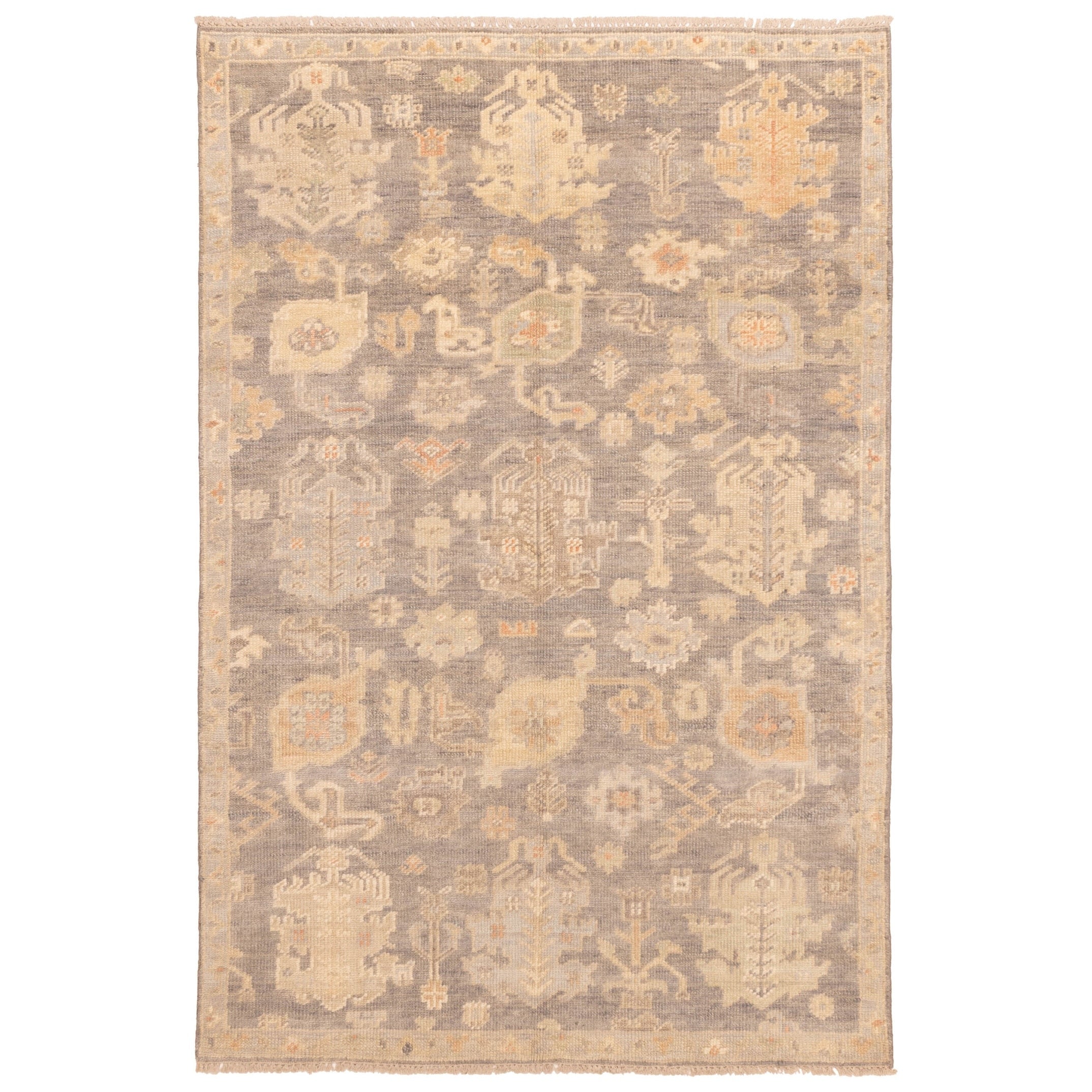 Ecarpetgallery Hand Knotted Kavya Oushak Dark Grey Wool Rug 511 X 810