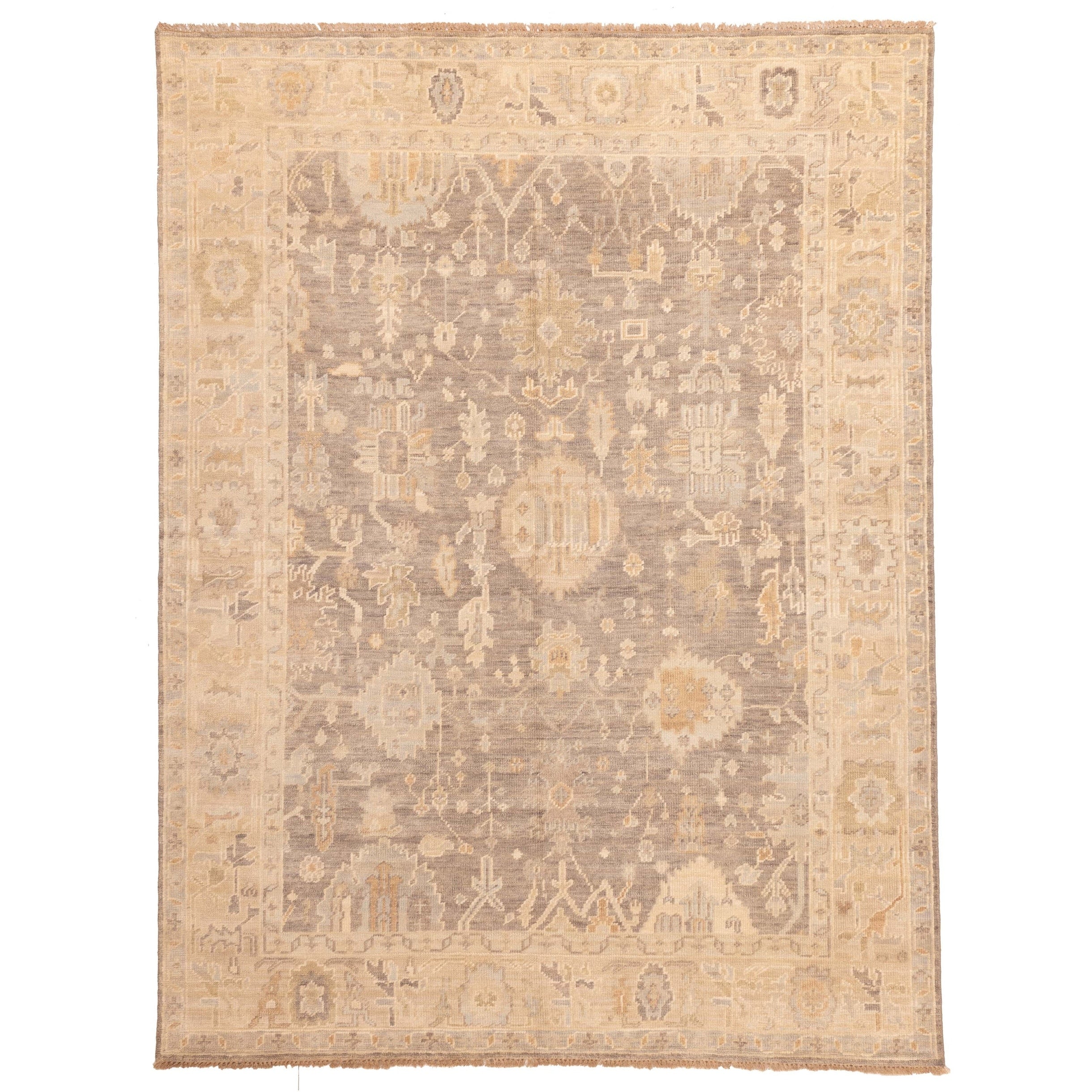 Ecarpetgallery Hand Knotted Kavya Oushak Dark Grey Taupe Wool Rug 810 X 1010