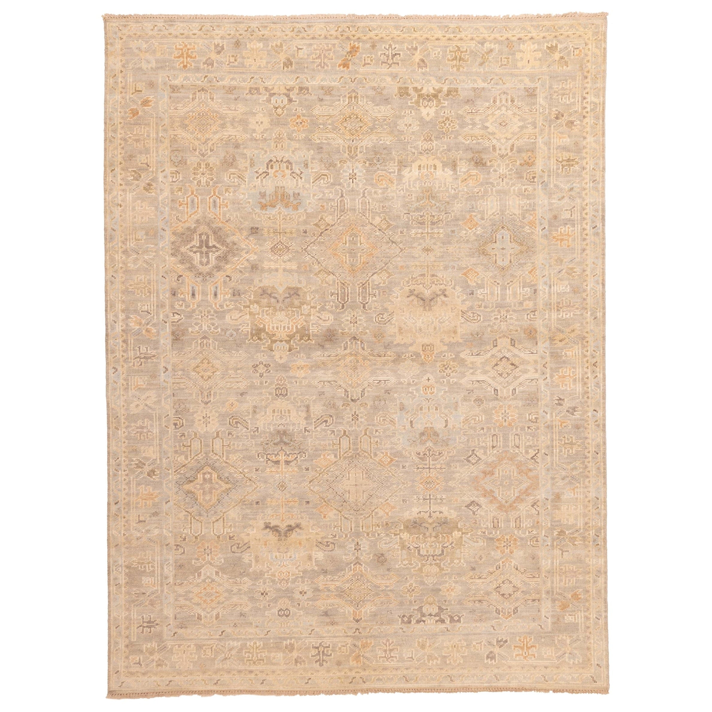 Ecarpetgallery Hand Knotted Kavya Oushak Grey Wool Rug 90 X 120