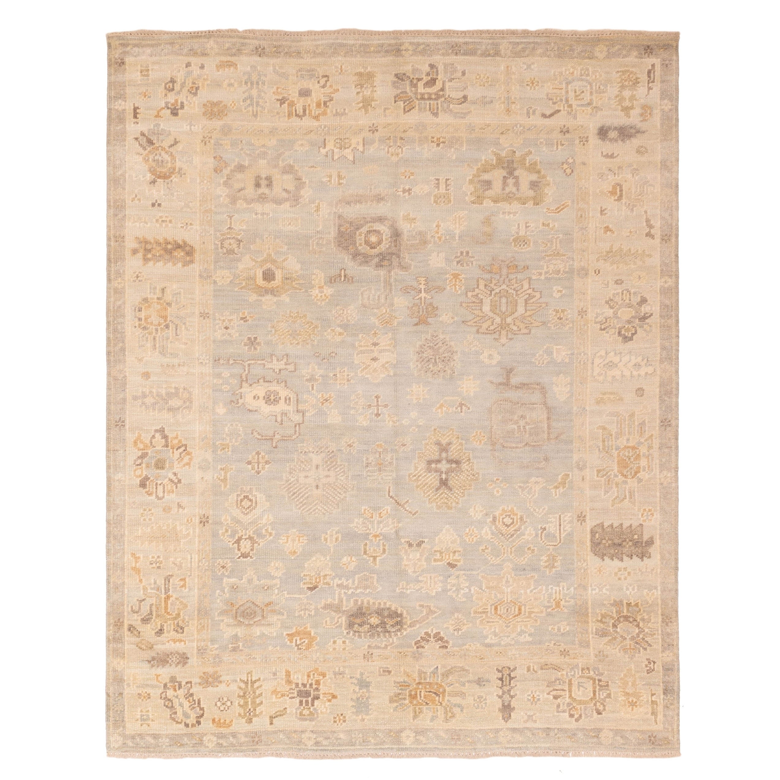 Ecarpetgallery Hand Knotted Kavya Oushak Light Blue Wool Rug 711 X 910