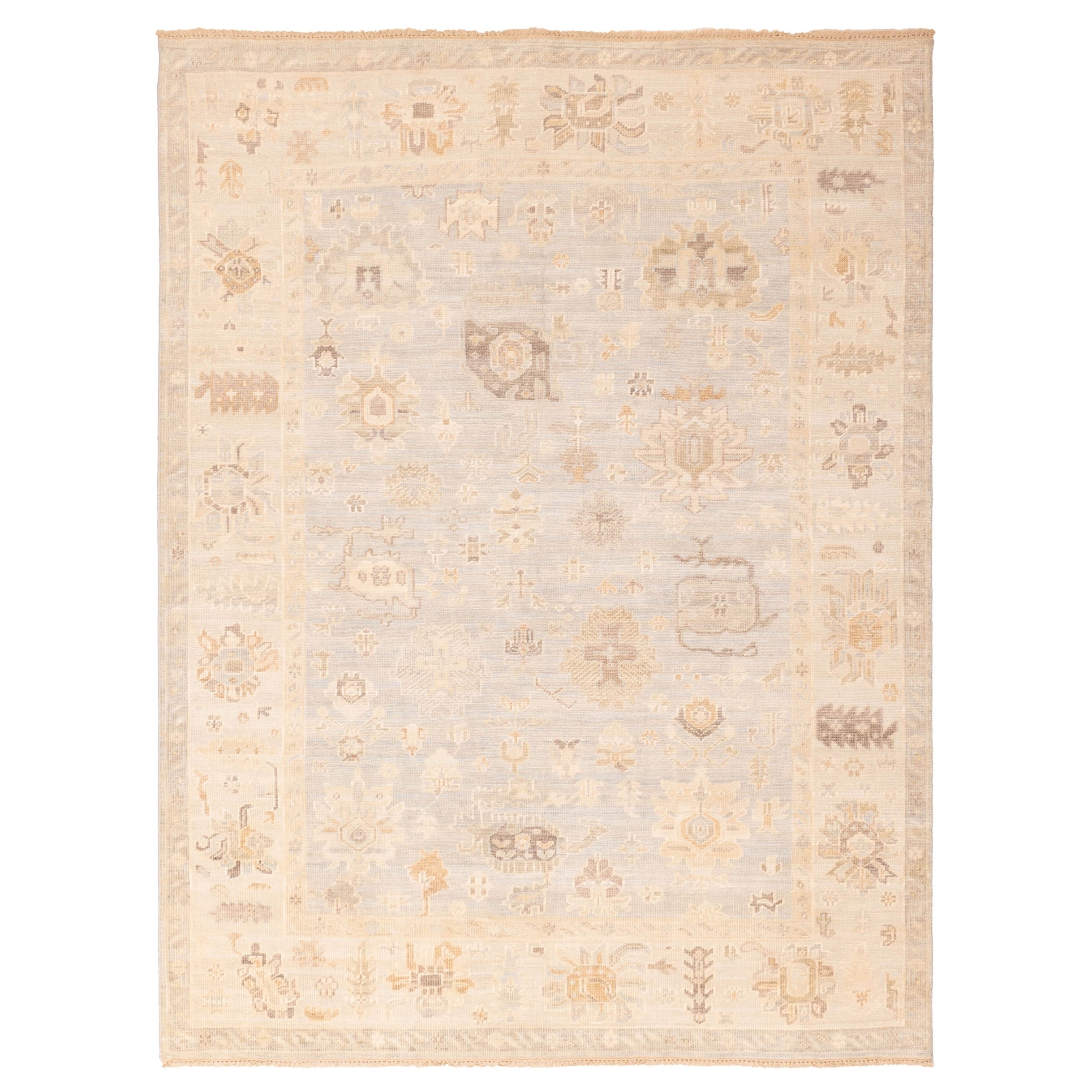 Ecarpetgallery Hand Knotted Kavya Oushak Light Blue Wool Rug 90 X 119