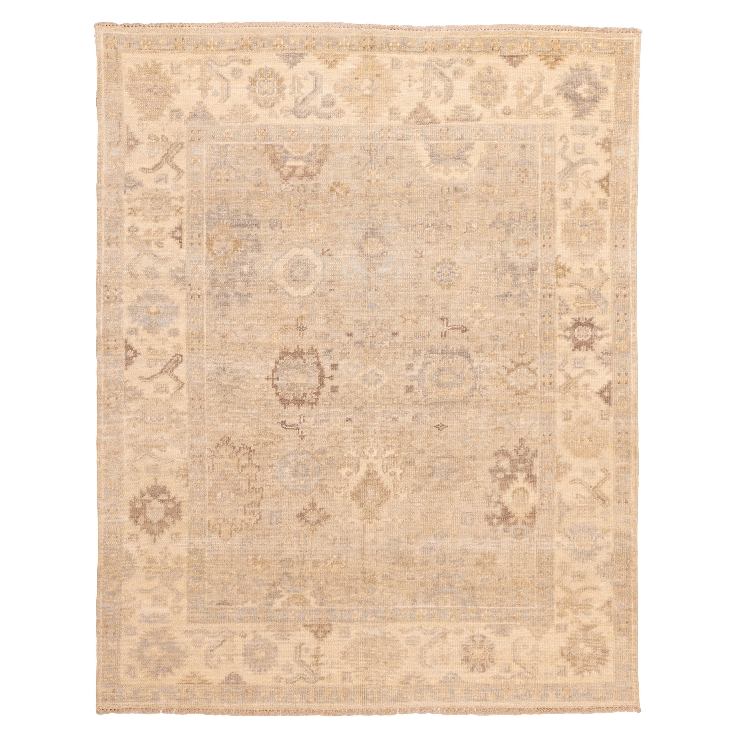 Ecarpetgallery Hand Knotted Kavya Oushak Light Grey Wool Rug 711 X 910