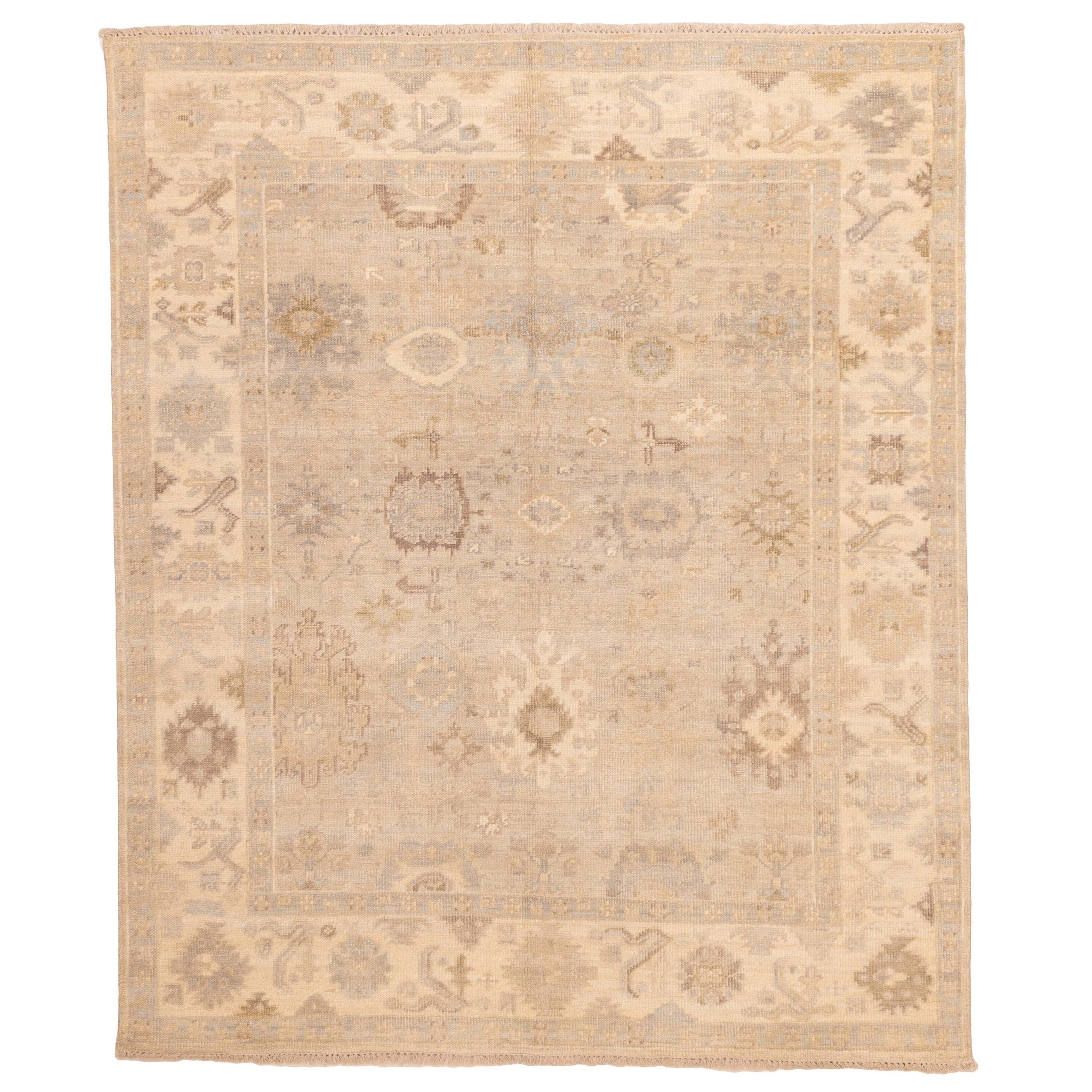 Ecarpetgallery Hand Knotted Kavya Oushak Light Grey Wool Rug 81 X 99